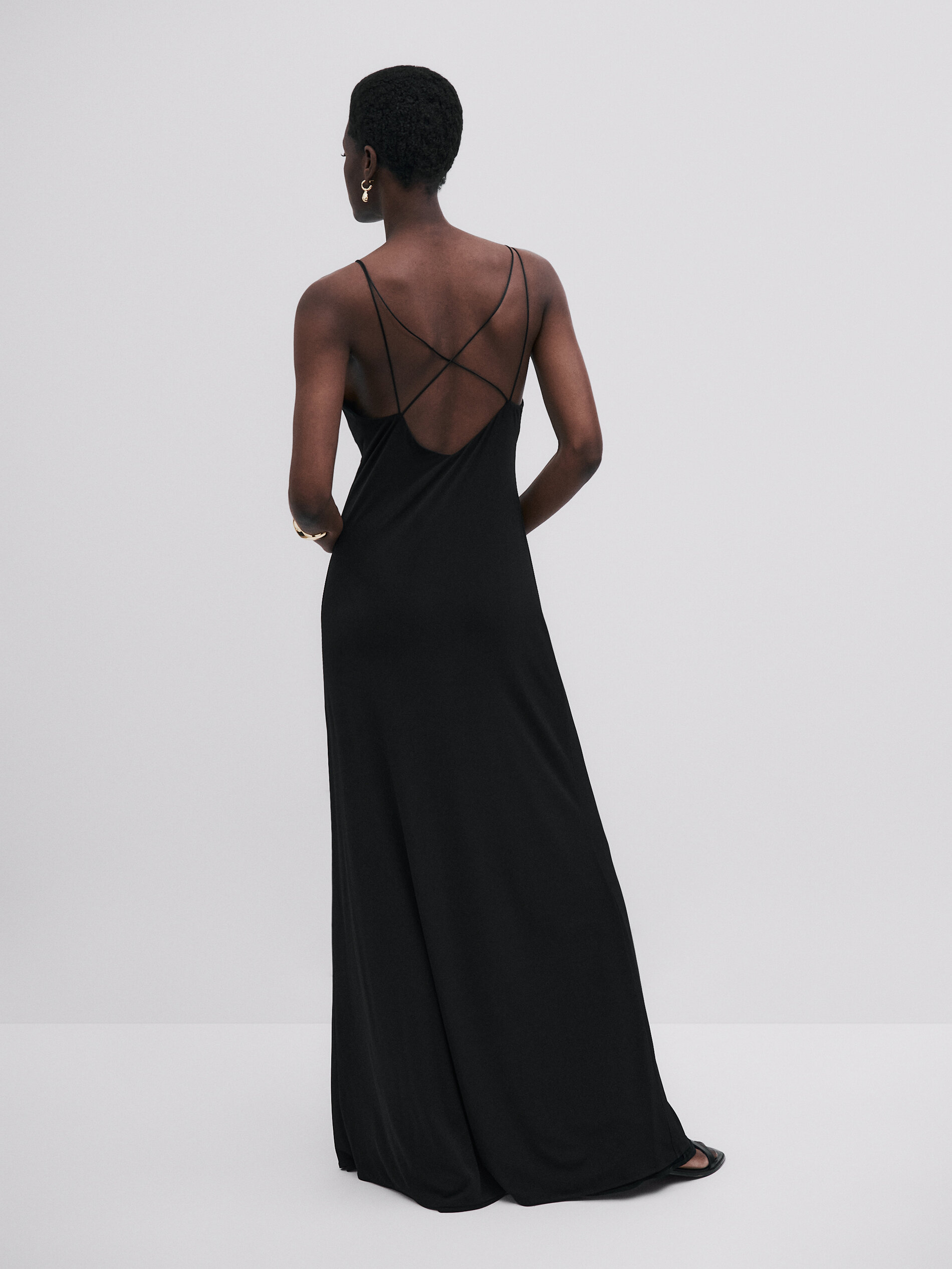 Long dress with gathered detail 