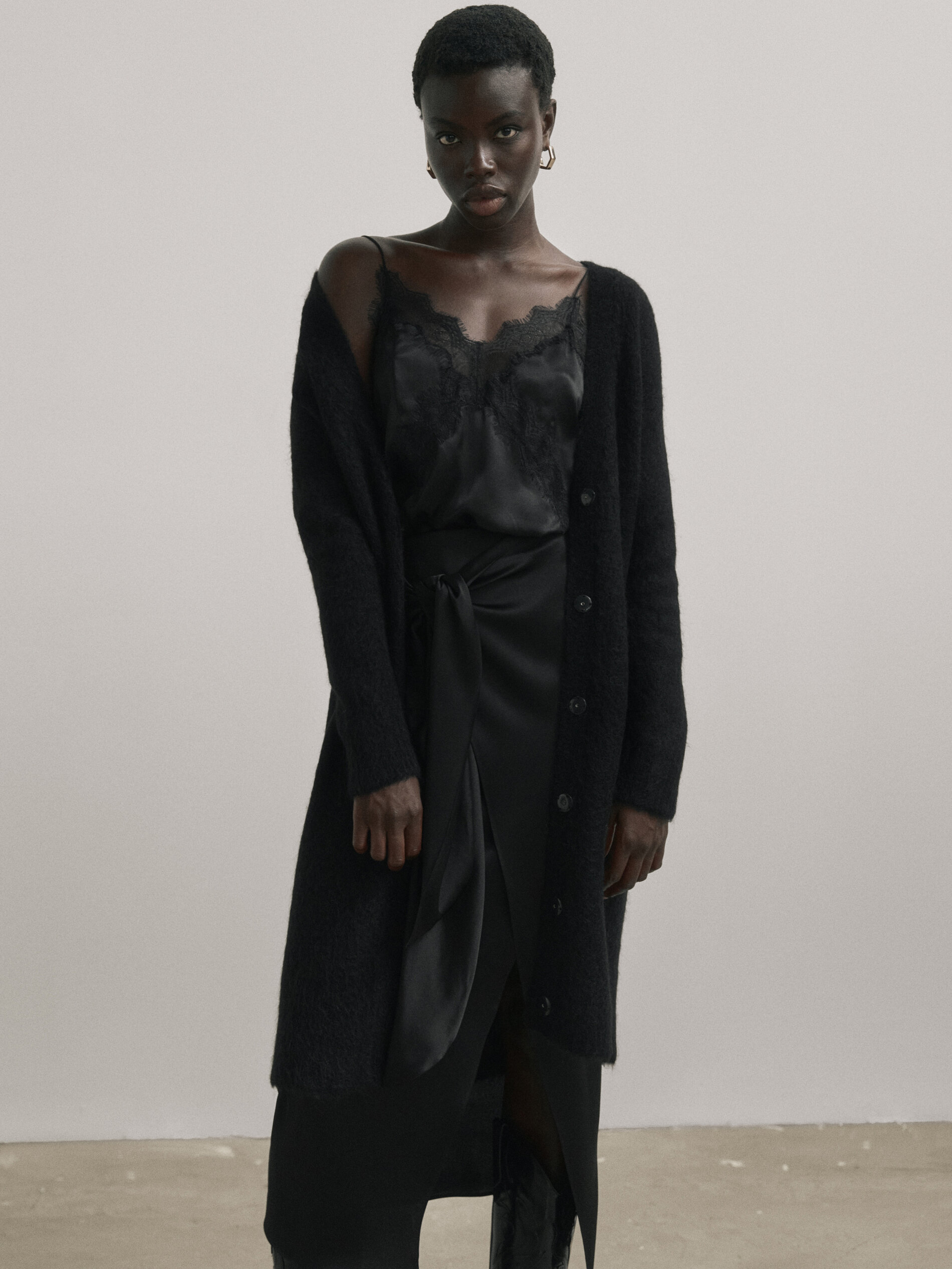 Massimo Dutti - Women - Long Knit Cardigan - Studio - Black - M