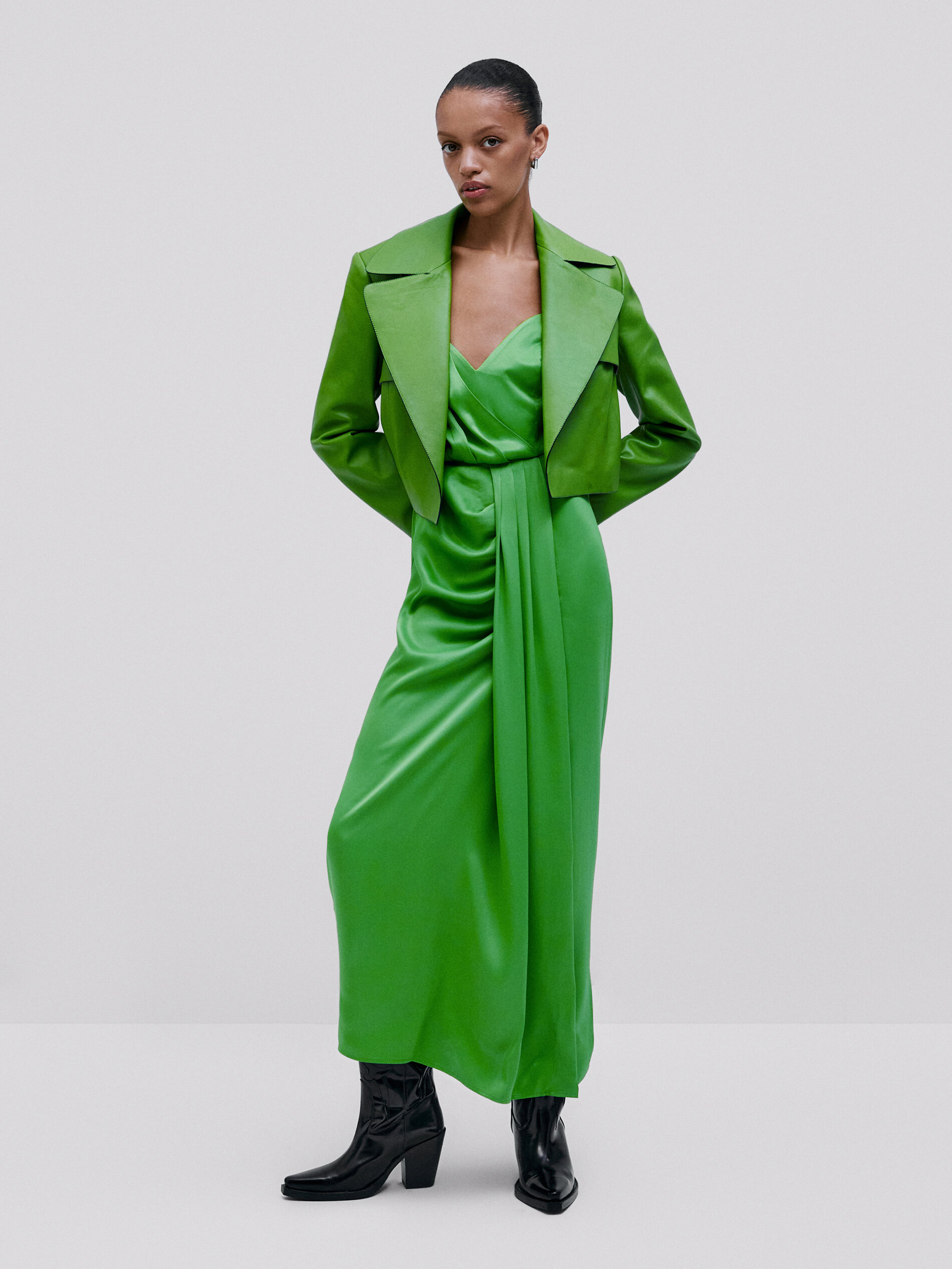 Cropped leather trench jacket - Studio 