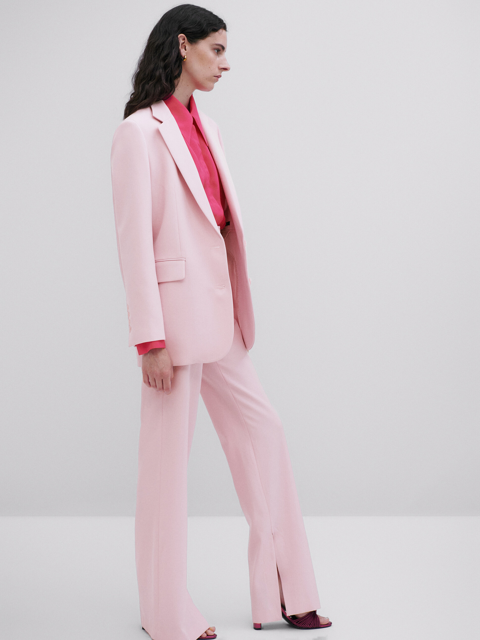 Massimo Dutti - Women - Pink Wool Split-Hem Trousers - Studio - Pink - 12
