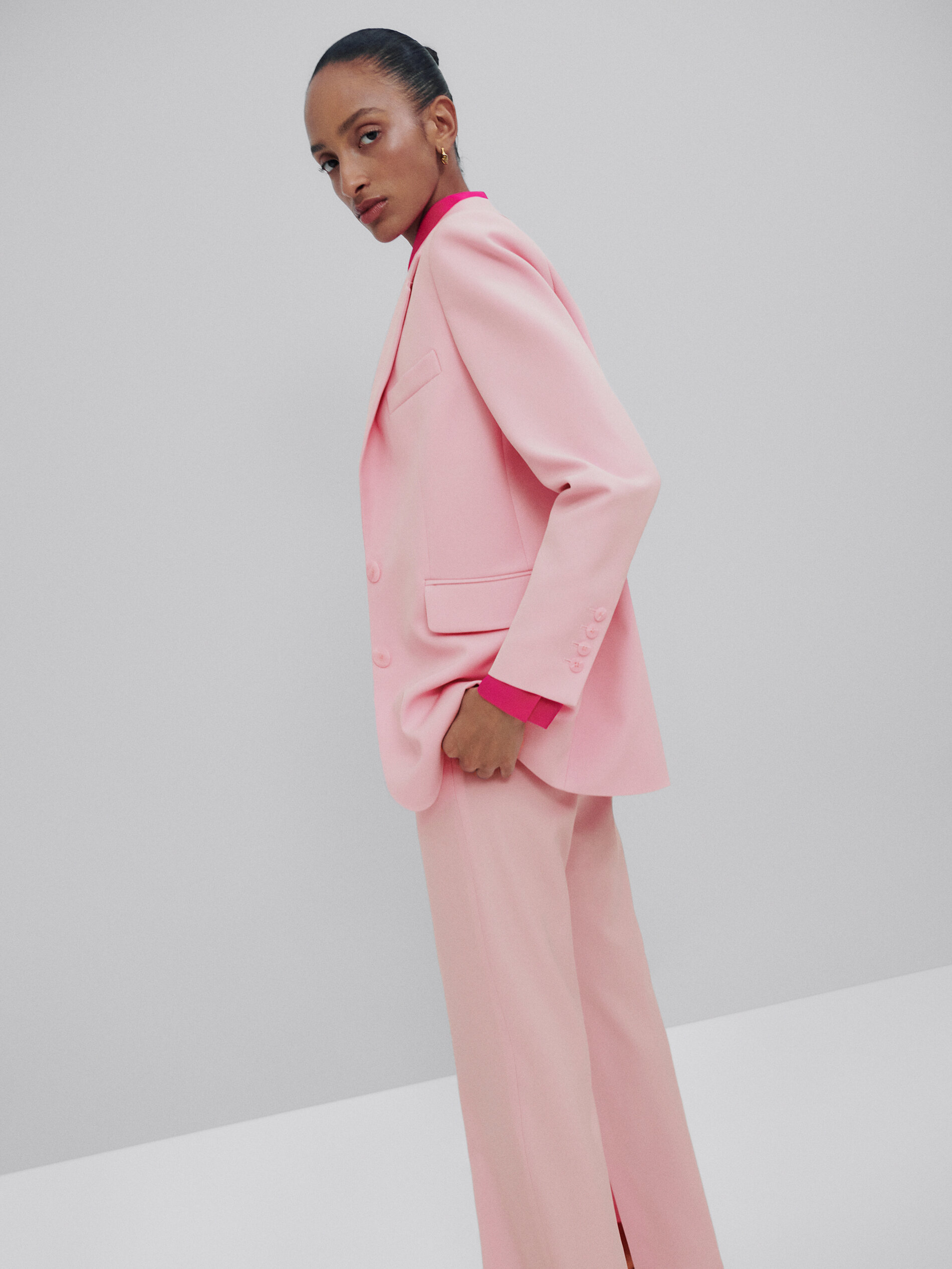 Massimo Dutti - Women - Pink Wool Split-Hem Trousers - Studio - Pink - 12