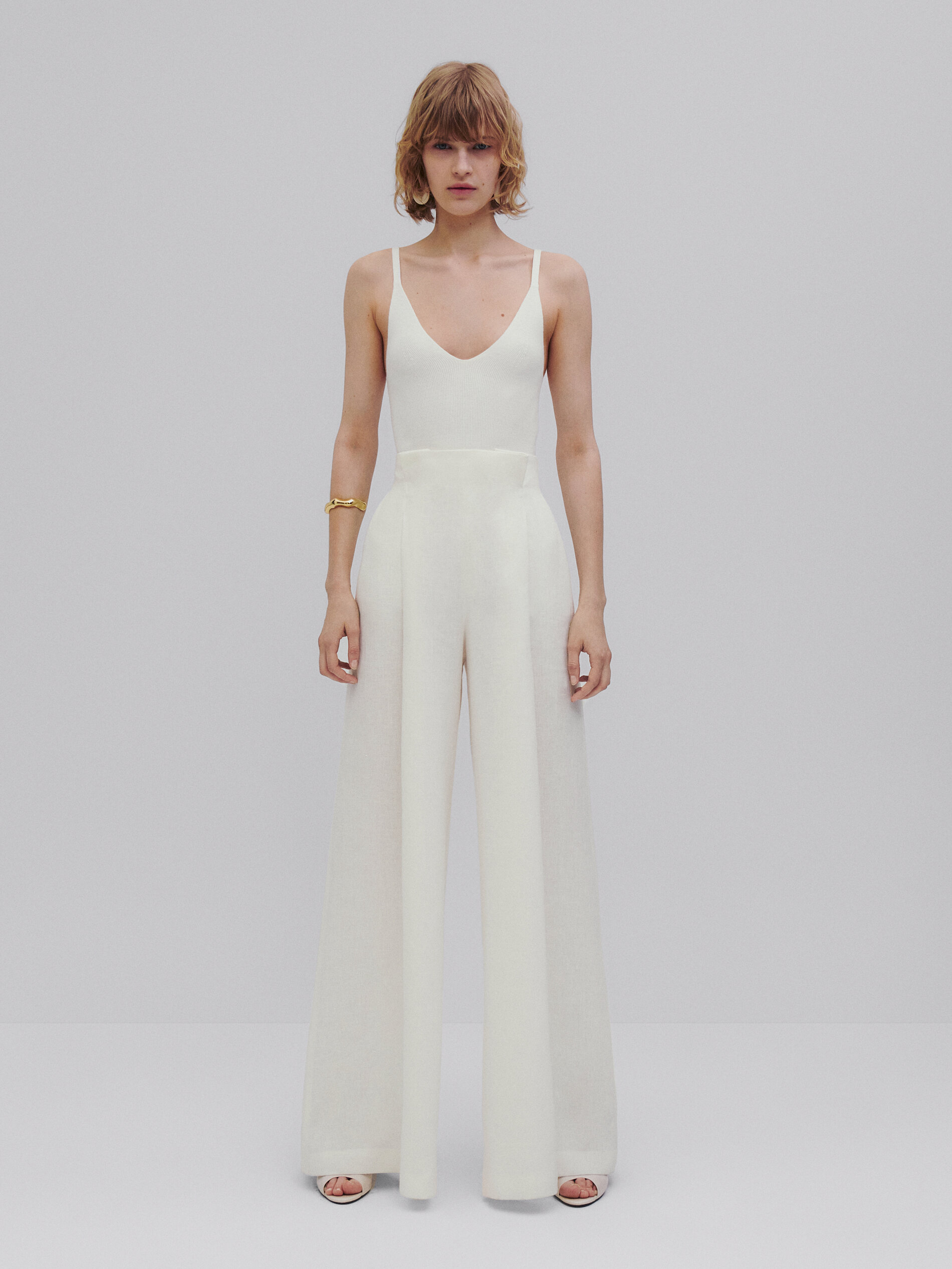100% linen wide-leg trousers - Studio 