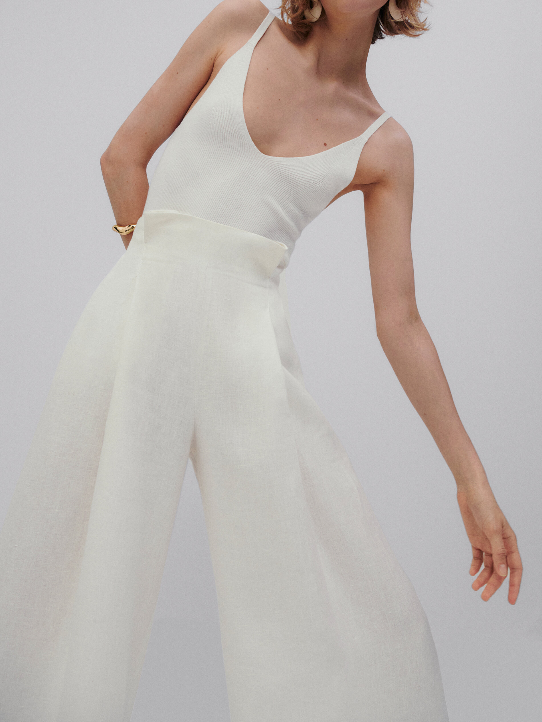100% linen wide-leg trousers - Studio 