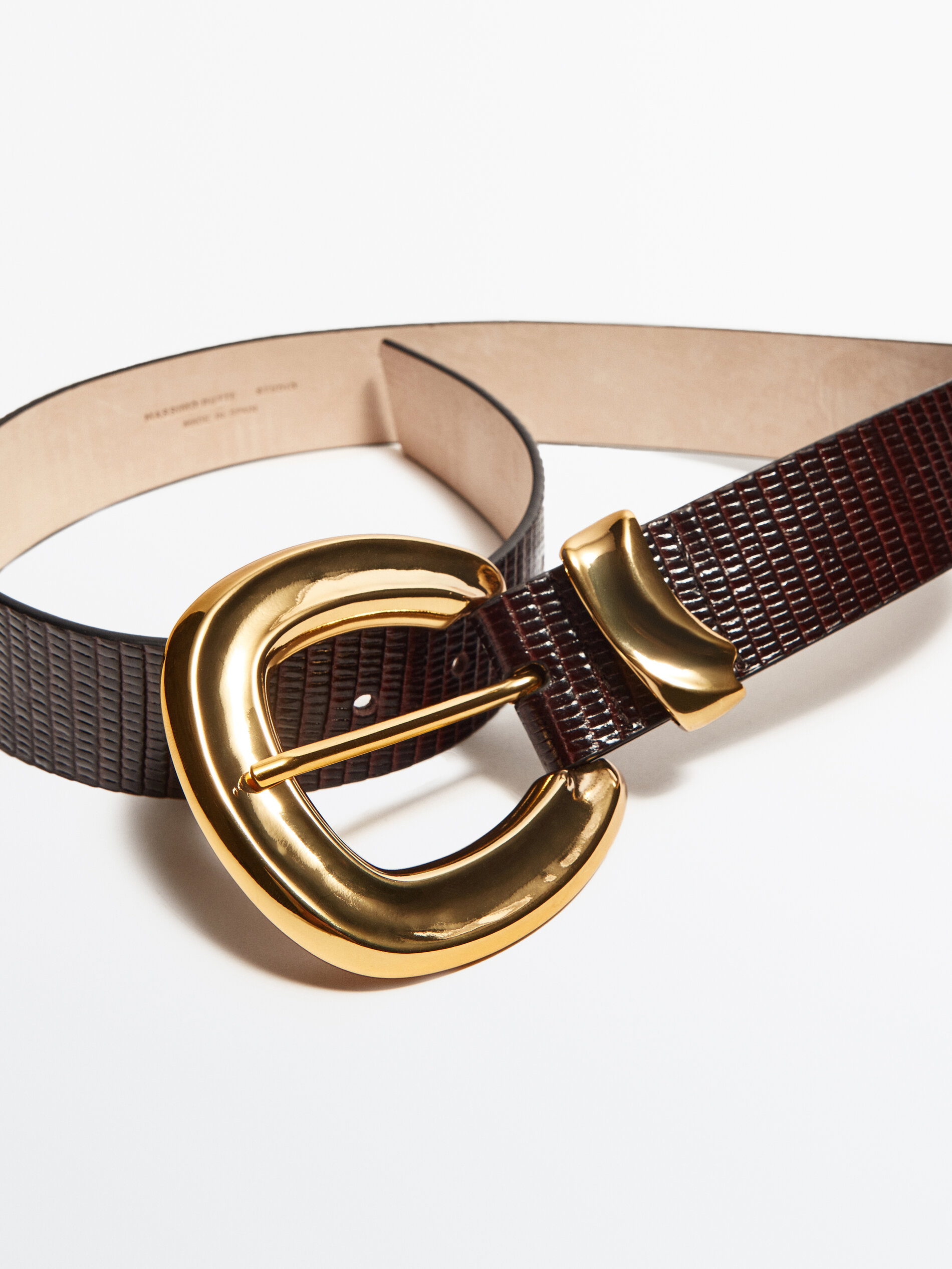 Massimo Dutti Lederen riem bruin casual uitstraling Accessoires Riemen Lederen riemen 