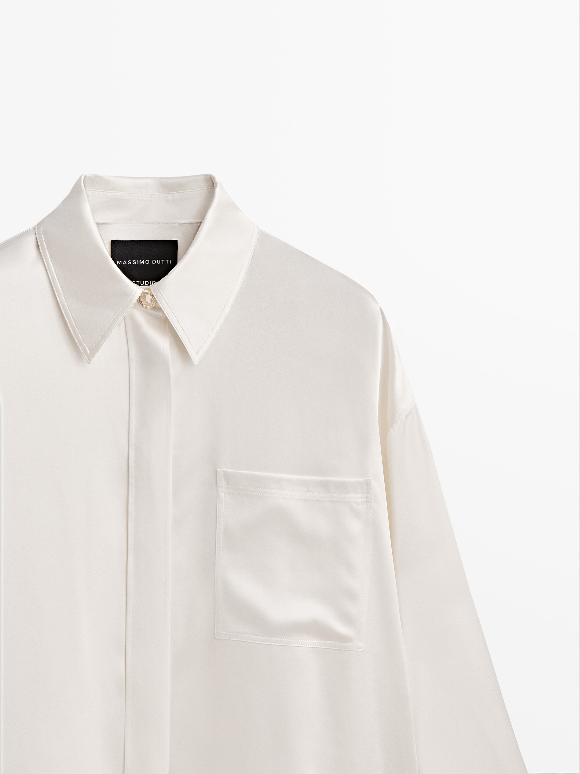 Mode Blouses Zijden blouses Massimo Dutti Zijden blouse wit-lichtgrijs gestreept patroon elegant 
