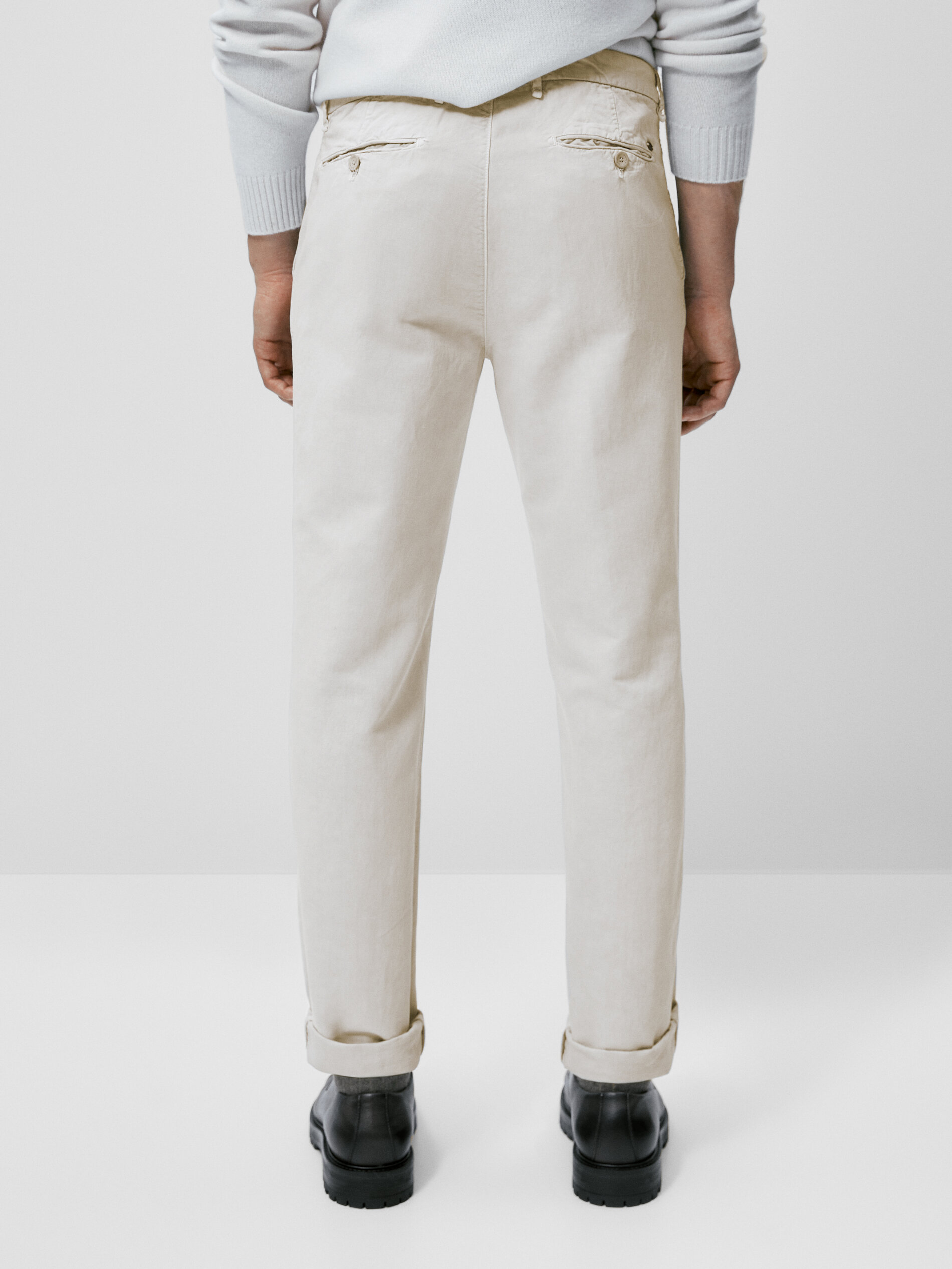 Slim fit linen/cotton chino trousers 