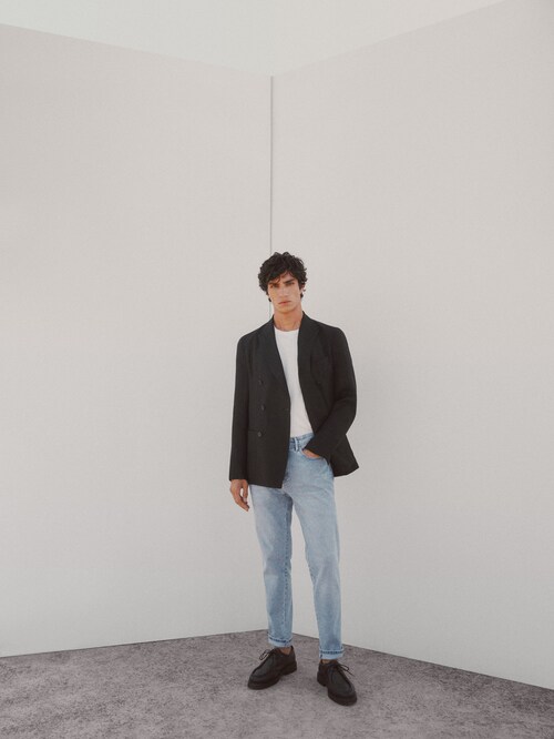 마시모두띠 청바지 Massimo Dutti Tapered-fit faded-effect jeans,INDIGO
