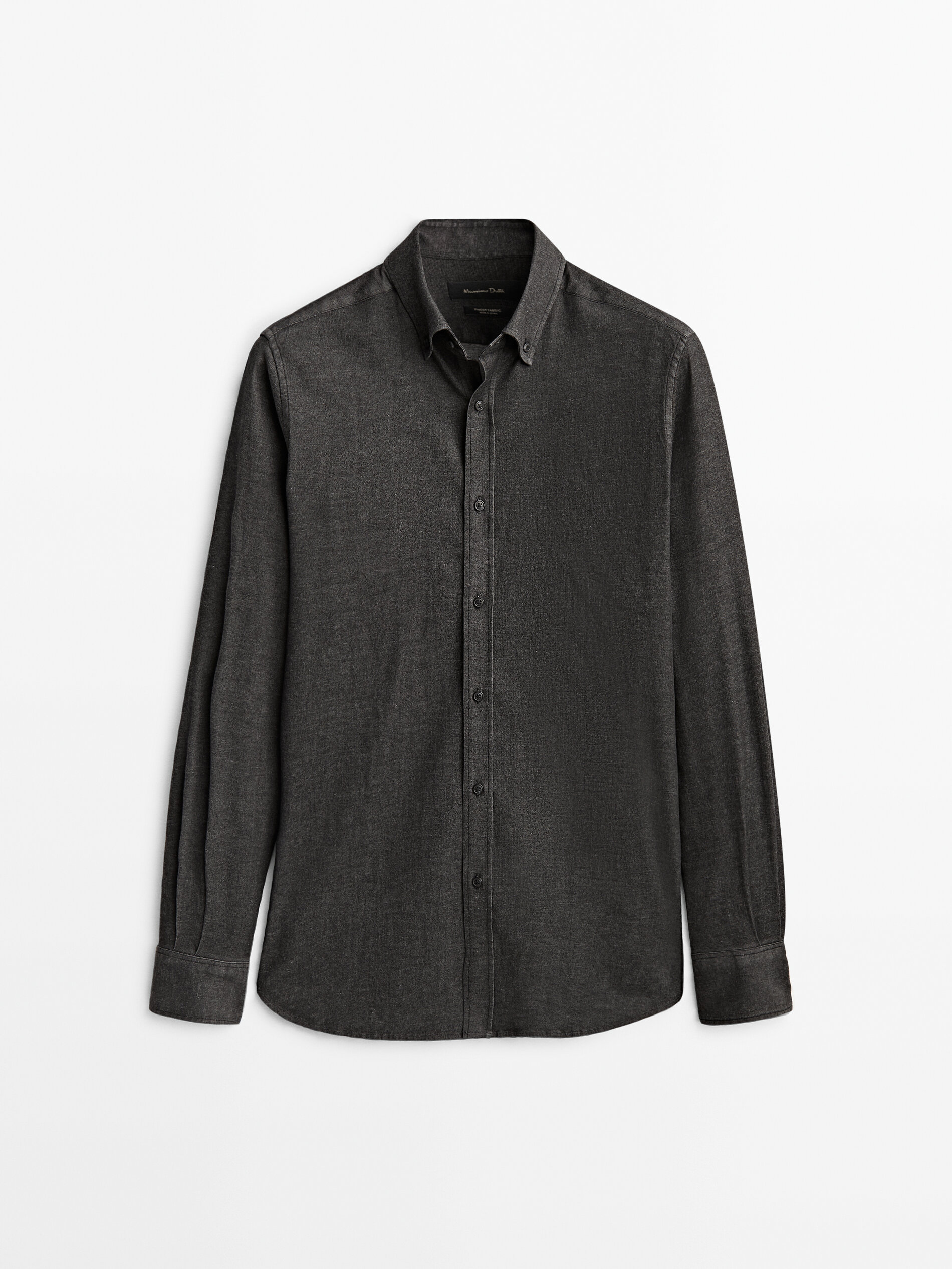 Mens slim fit black denim shirt clearance