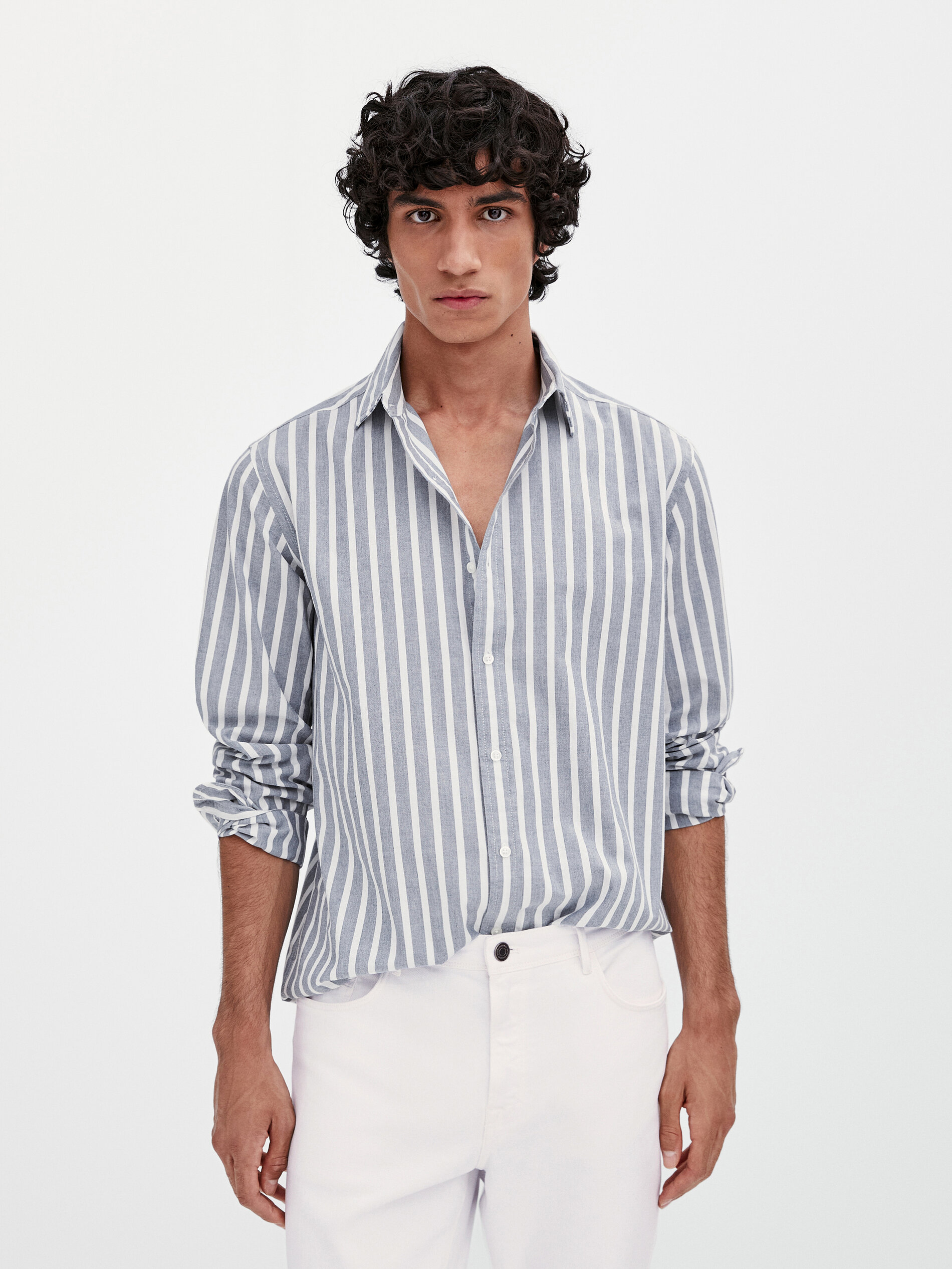 White grey striped shirt clearance