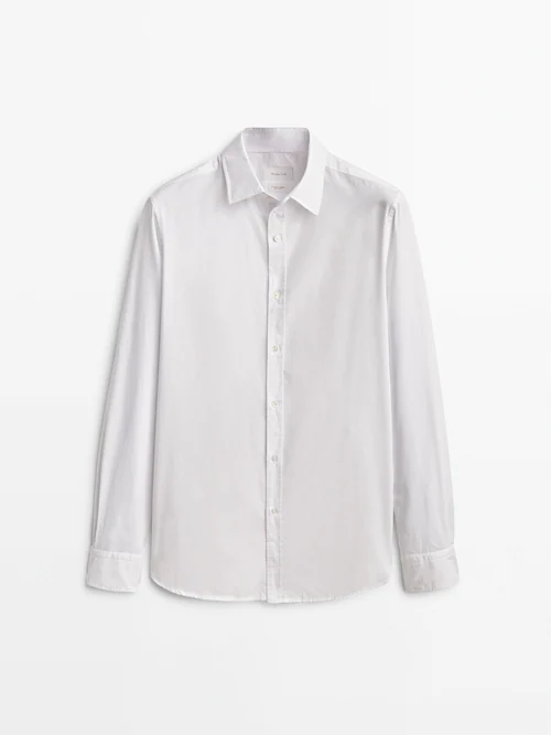 Camisa blanca algodón slim Massimo Dutti España