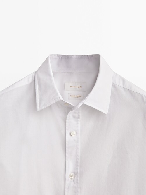 Camisa blanca algodón slim Massimo Dutti España
