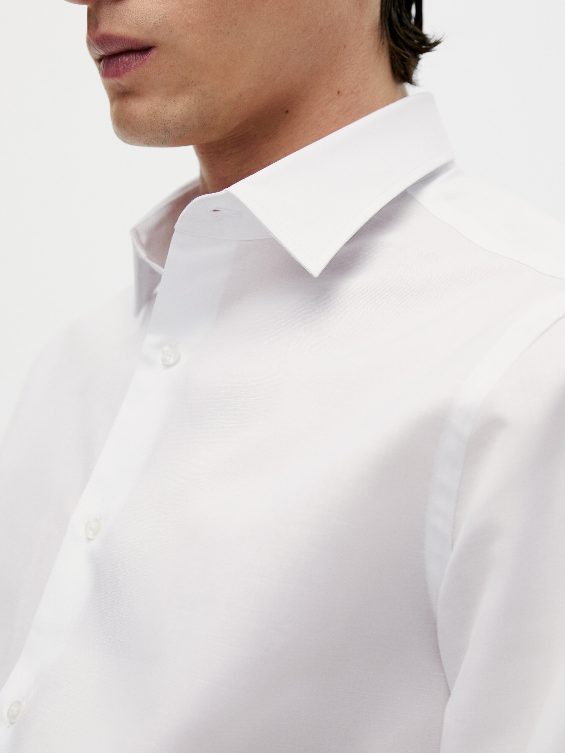 Regular fit cotton-linen blend shirt 