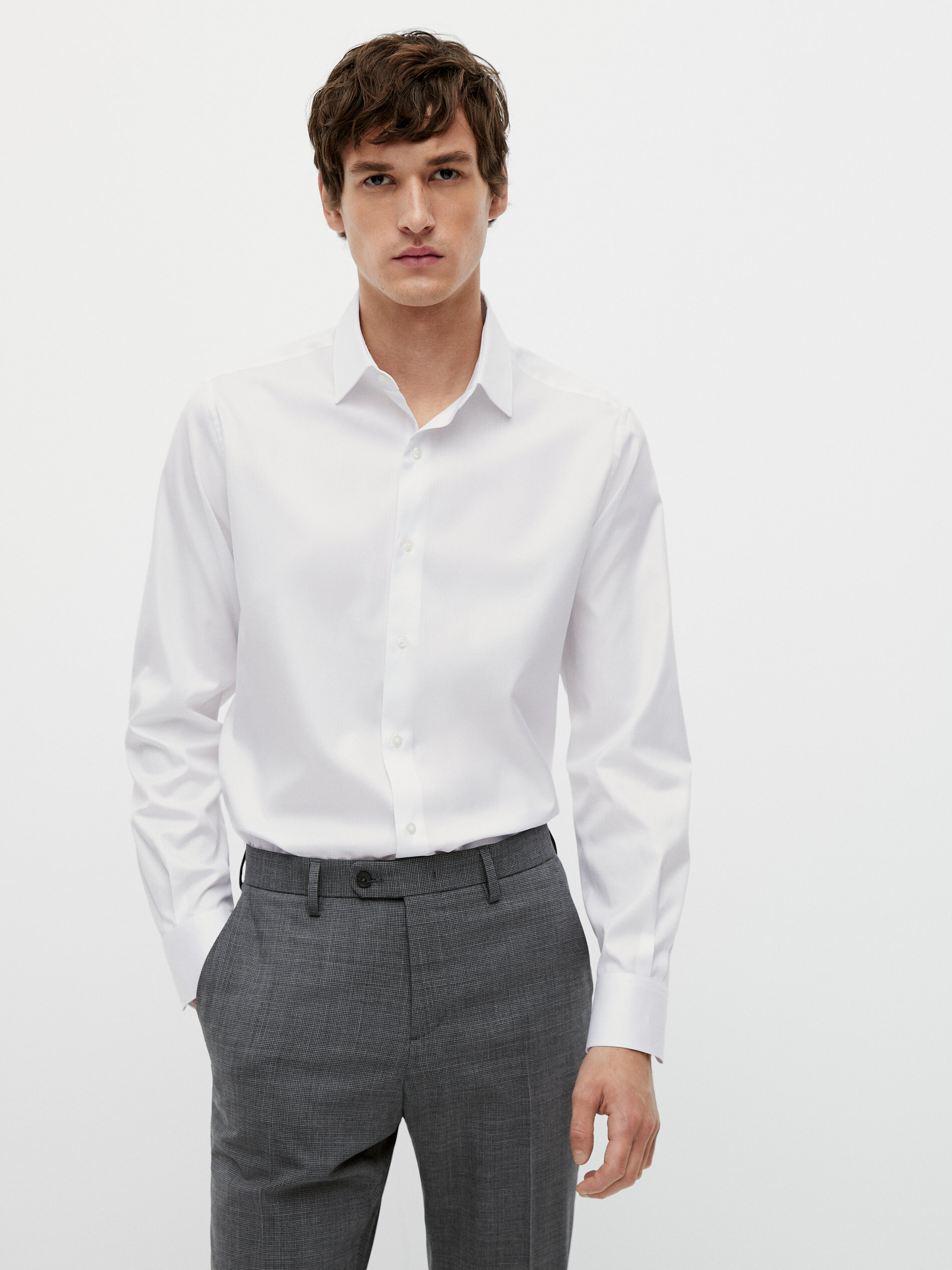 Slim fit textured cotton shirt 
