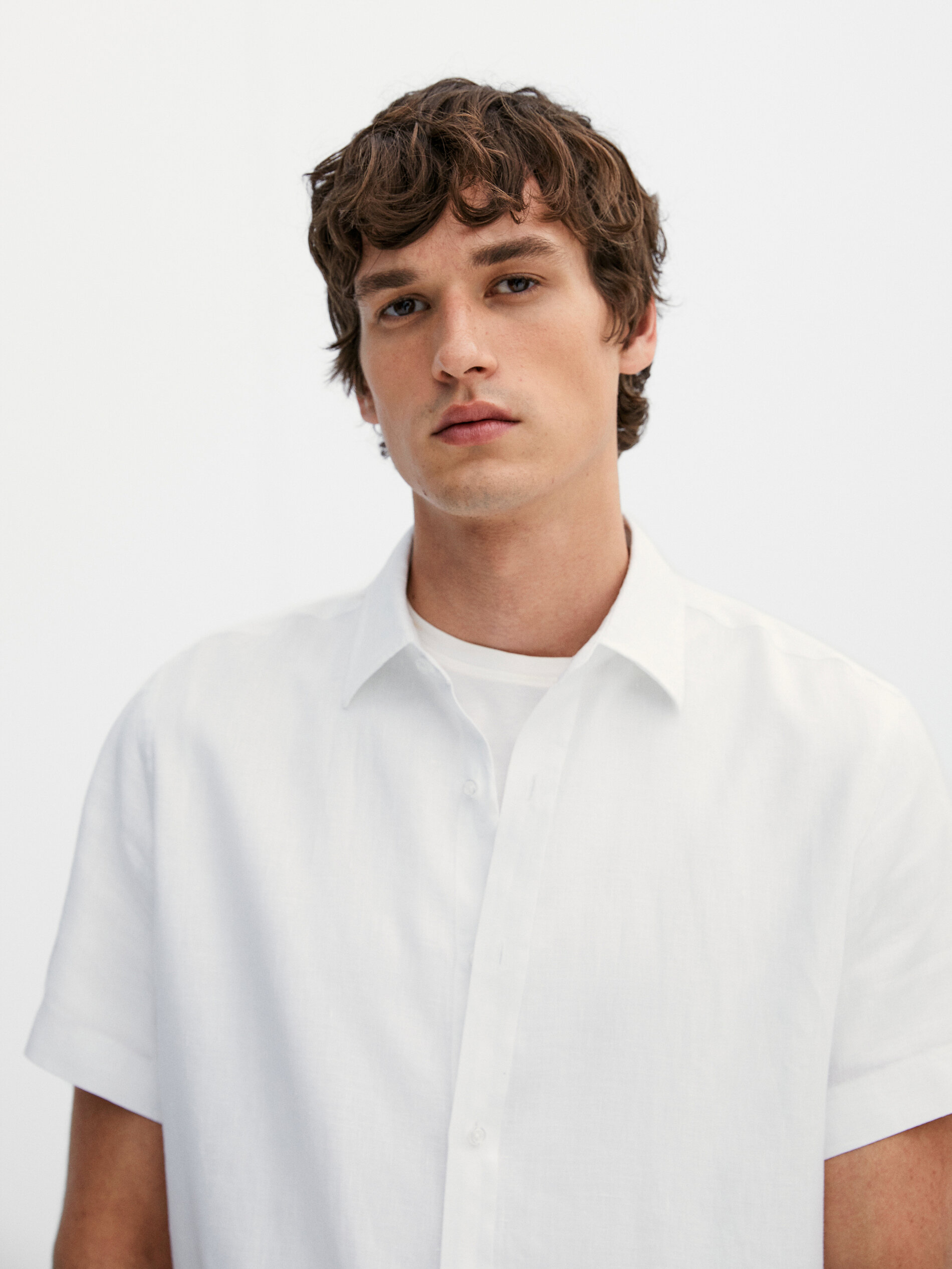 Regular fit short sleeve linen shirt 
