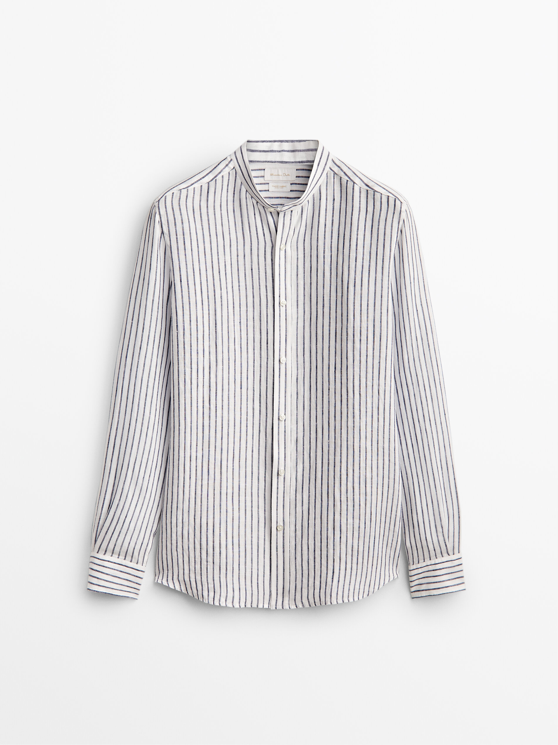 Slim fit striped linen shirt with a 