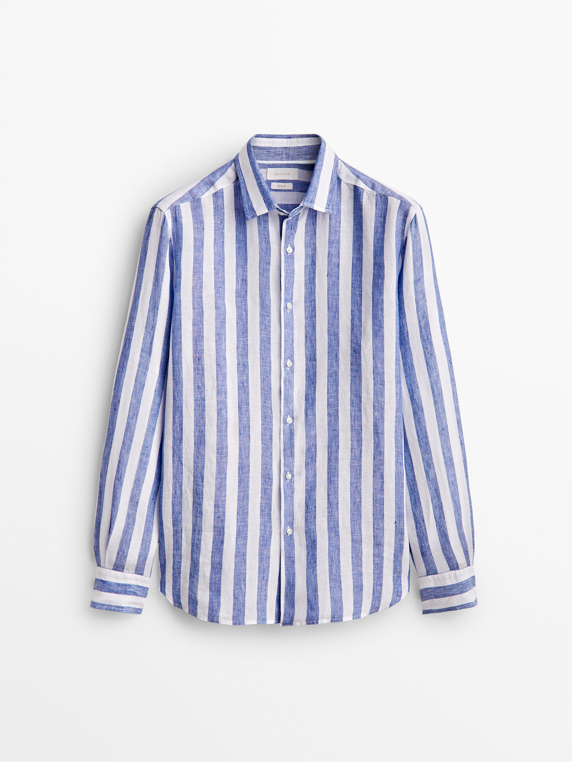 Slim-fit wide-striped linen shirt 