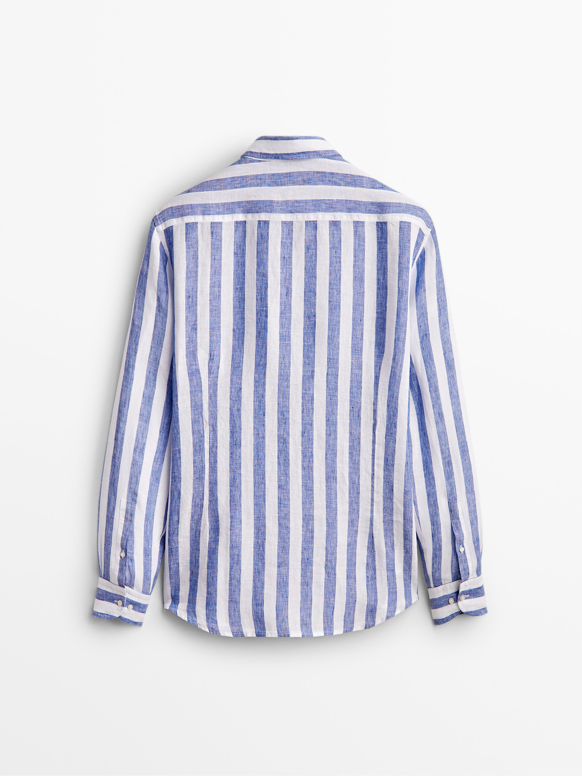Slim-fit wide-striped linen shirt 
