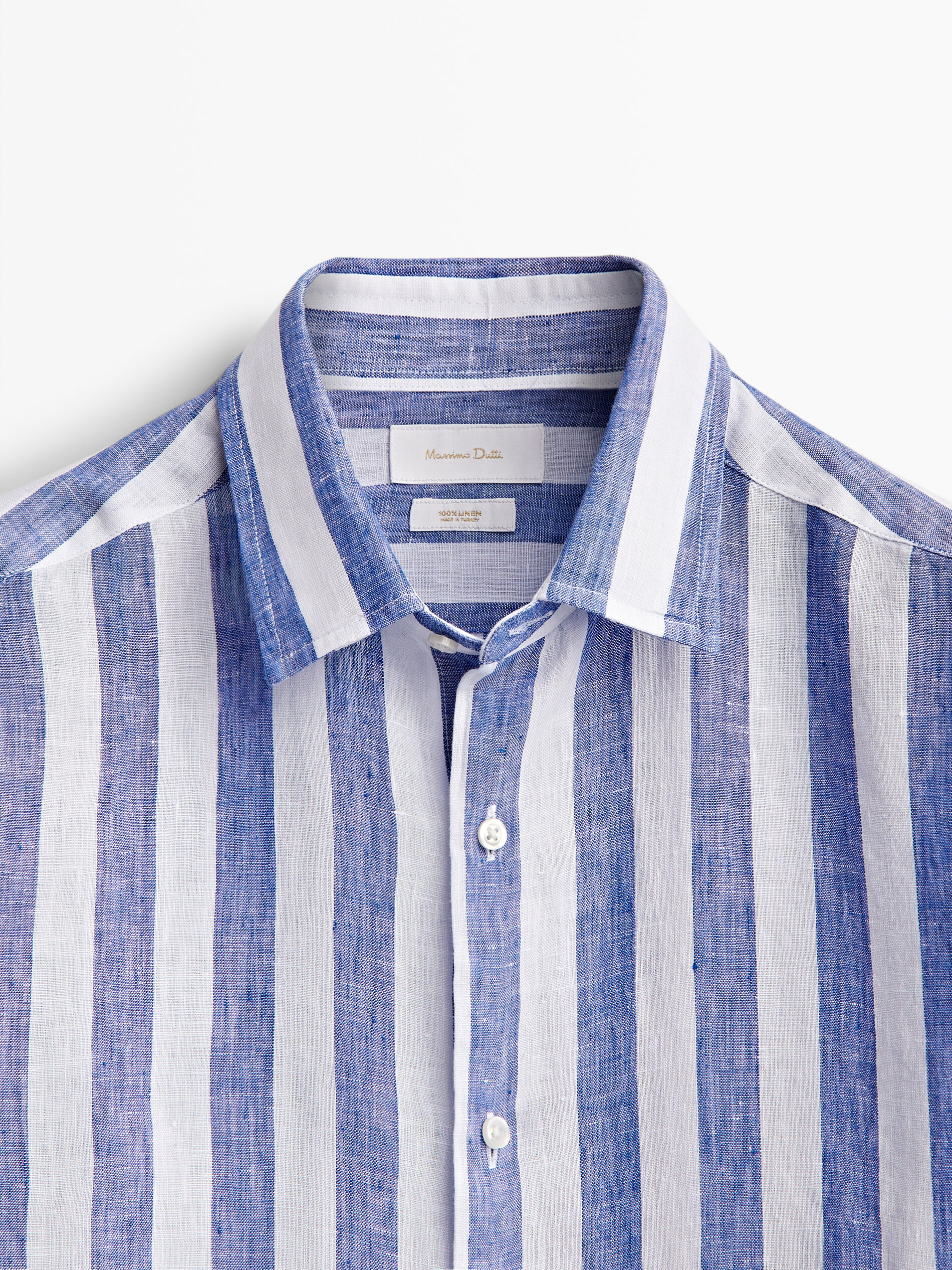 Slim-fit wide-striped linen shirt 