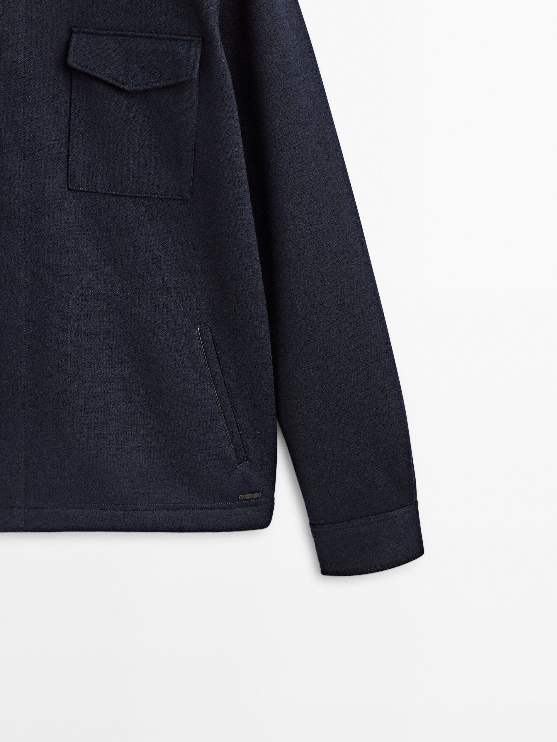 Navy blue wool blend overshirt 