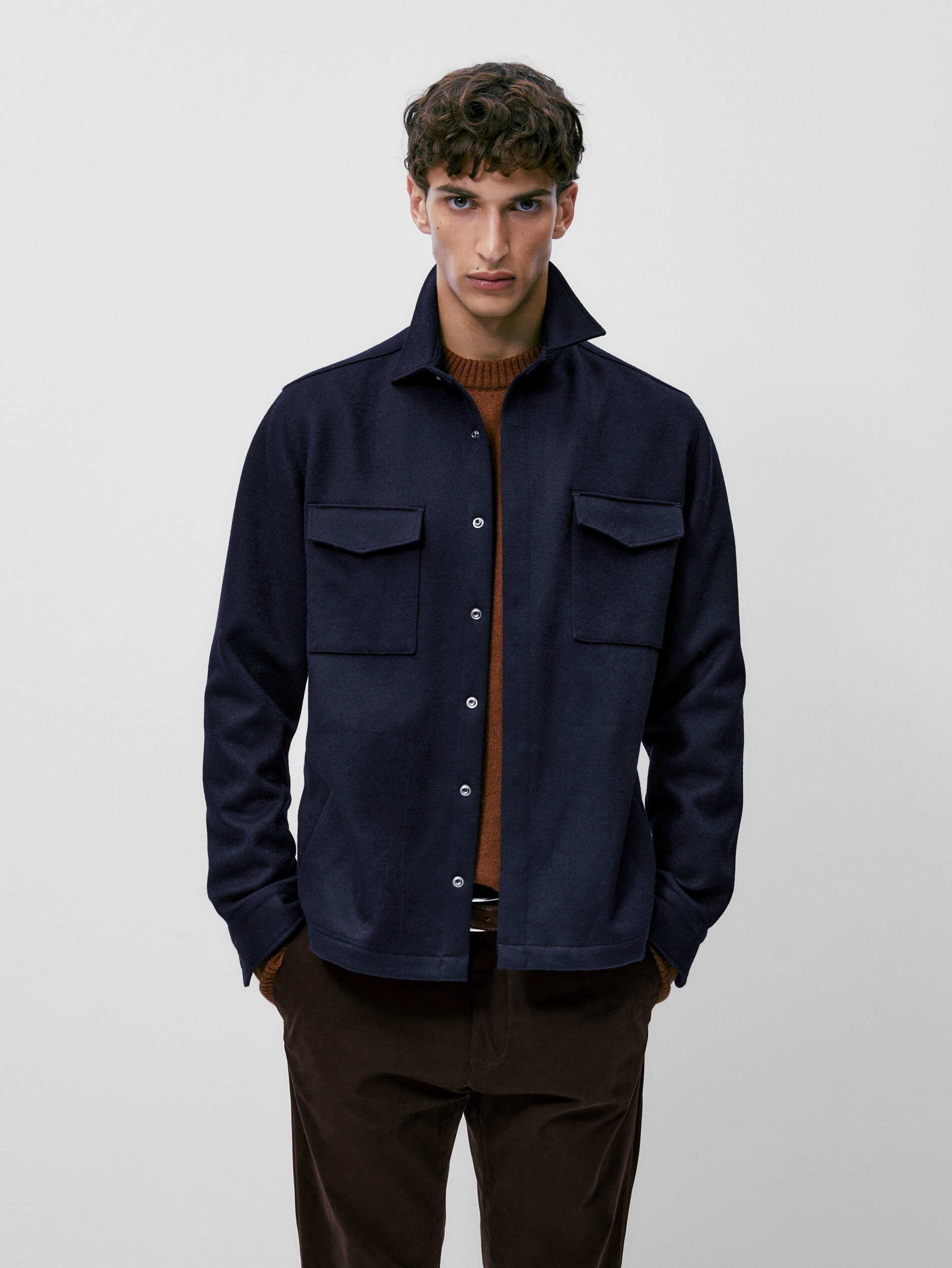 Navy blue over shirt clearance