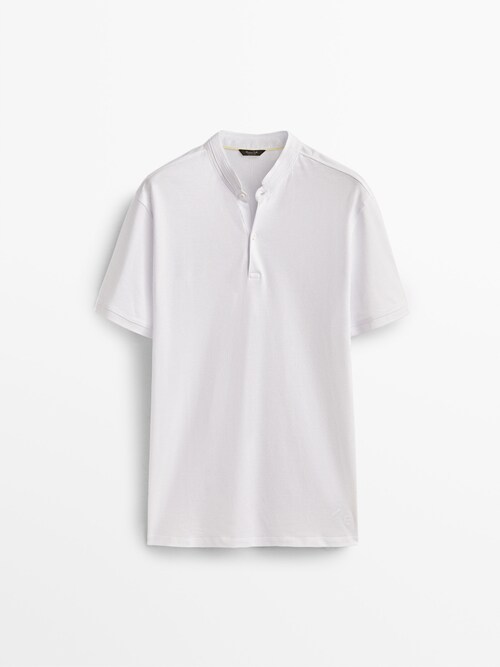 Keizer Matron begin Cotton short sleeve polo shirt with stand-up collar - Massimo Dutti Lebanon