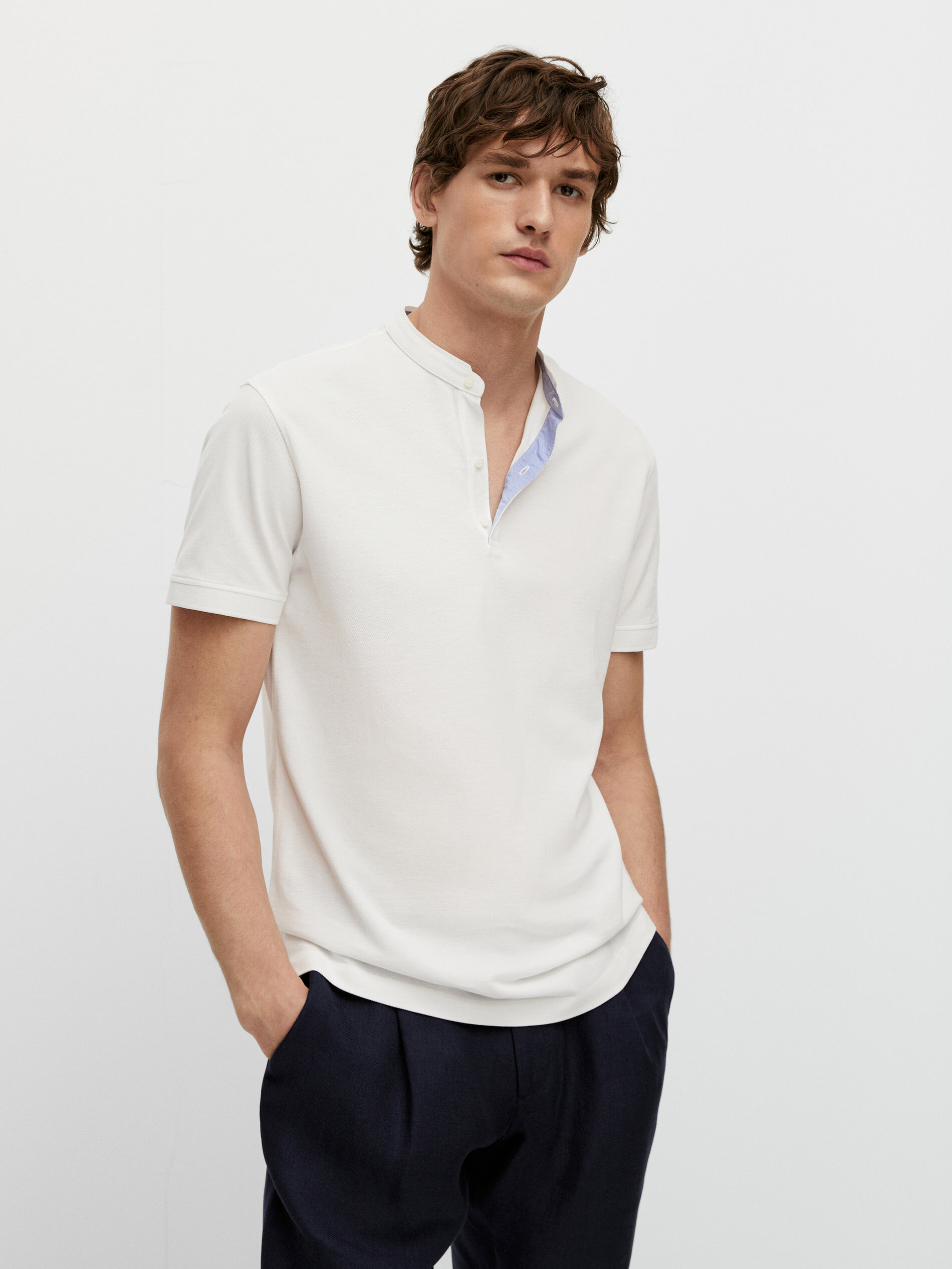 Polo shirt with stand up collar clearance