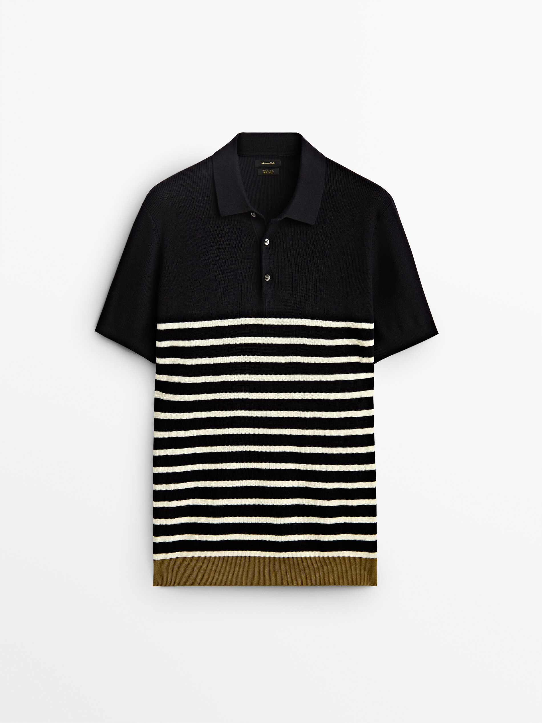 Striped short sleeve polo sweater 