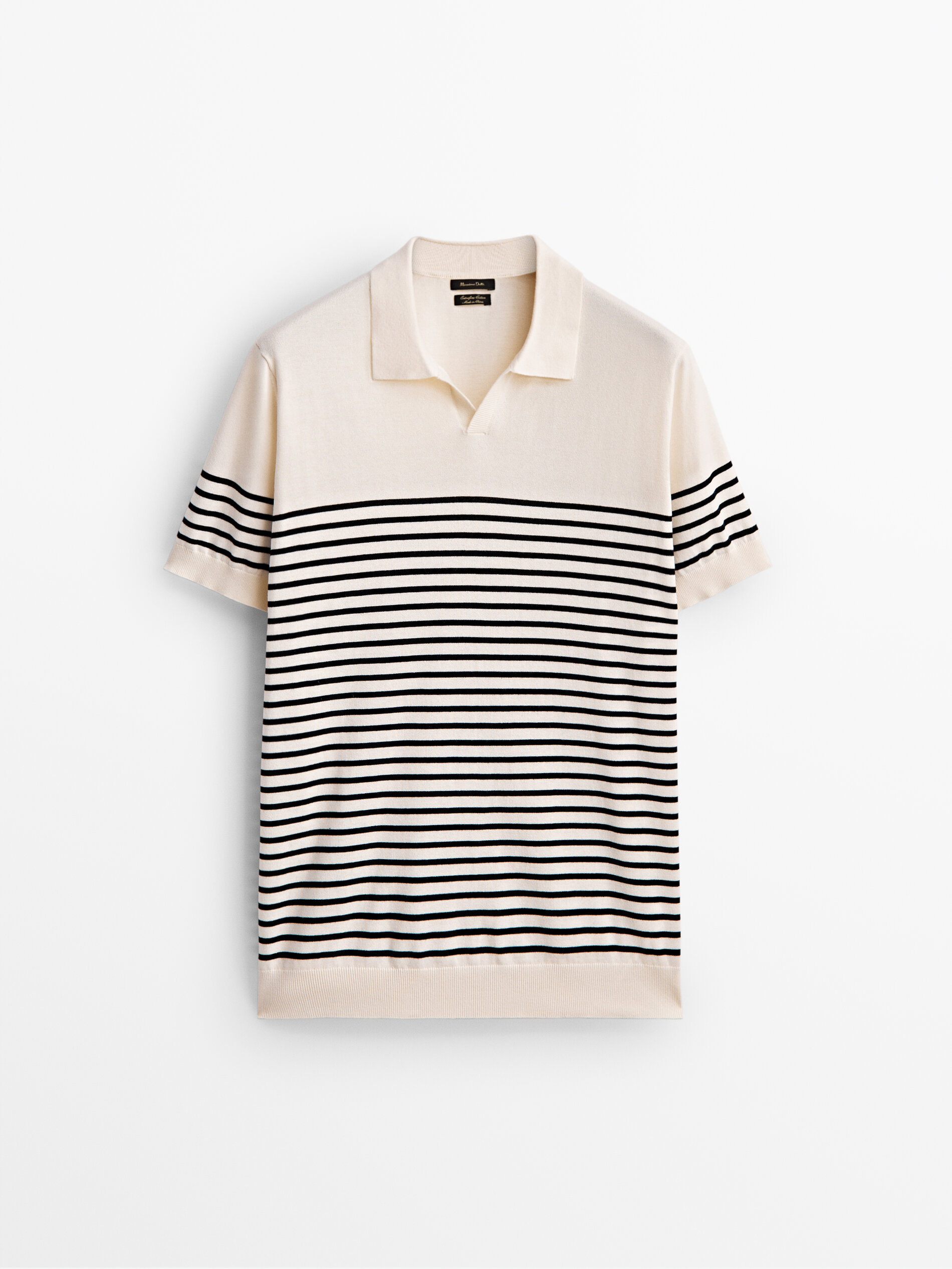 Striped short sleeve polo sweater 