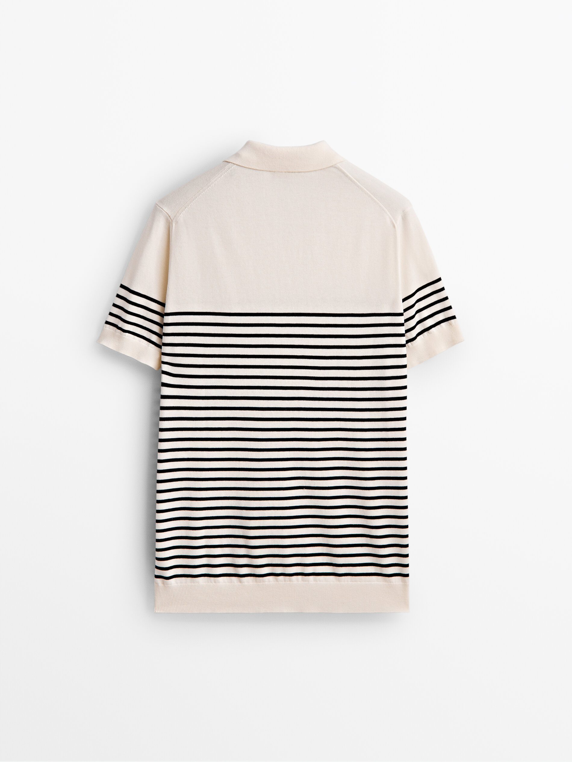 Striped short sleeve polo sweater 