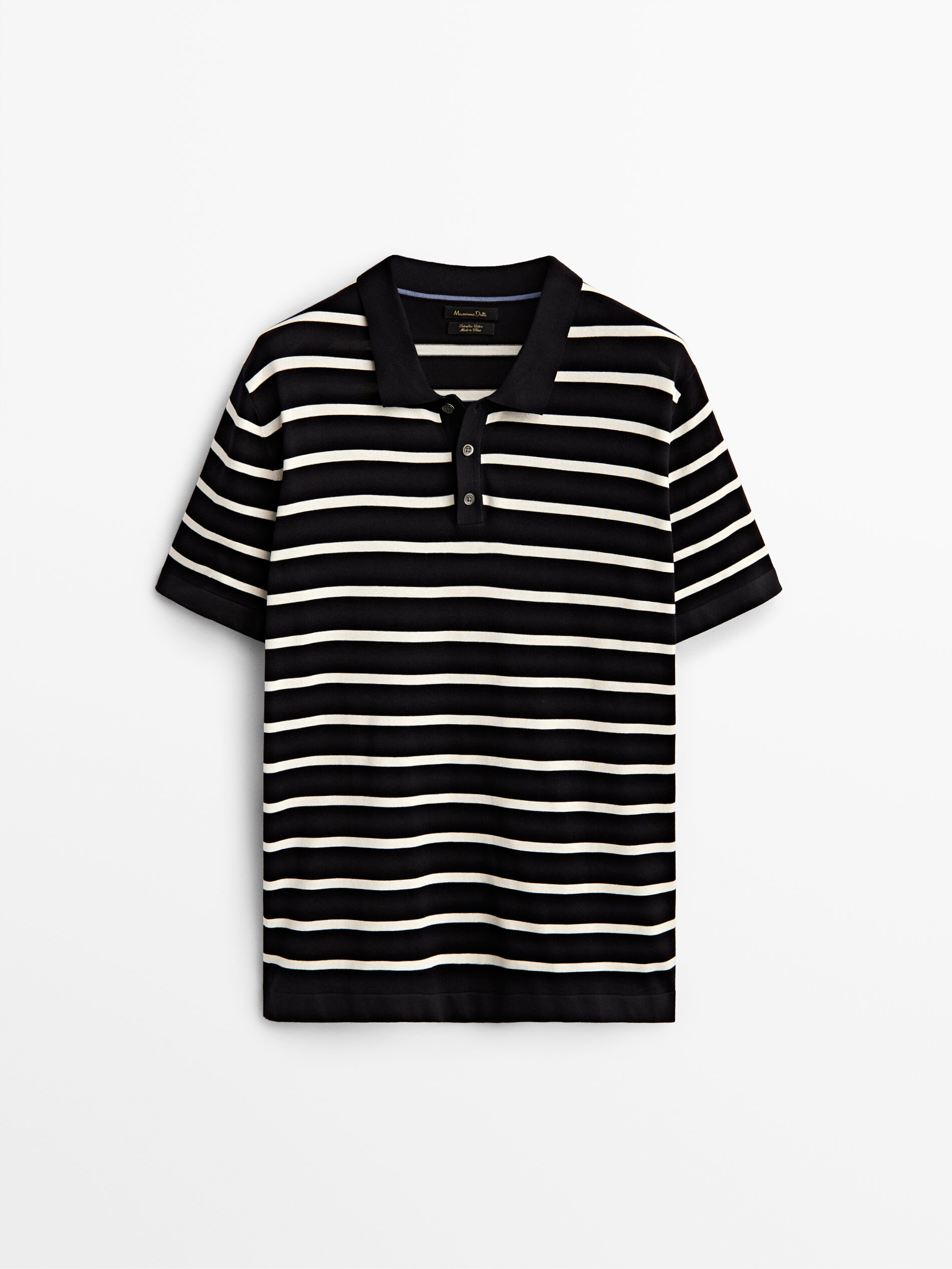 Striped short sleeve polo sweater 