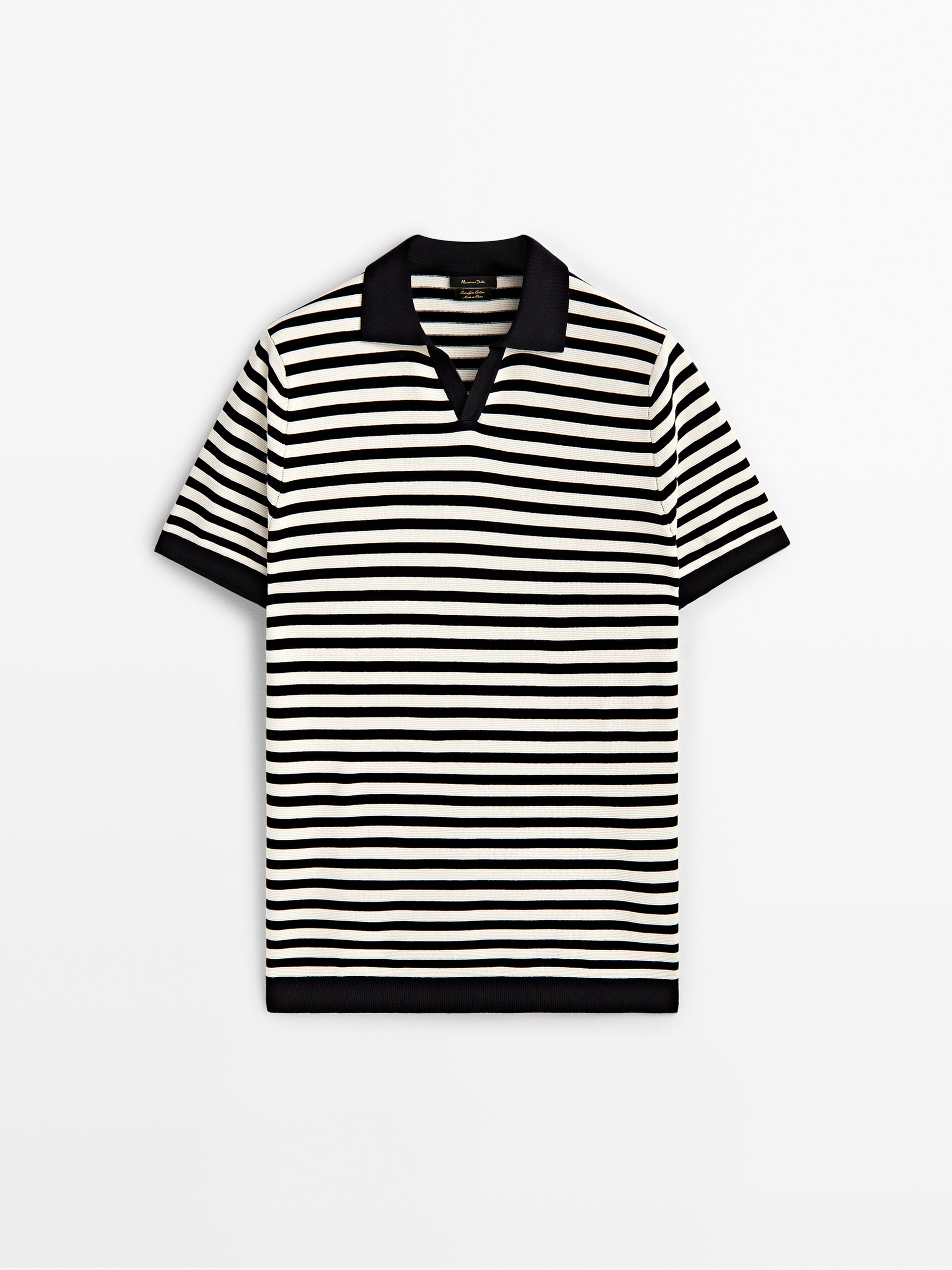 Striped short sleeve polo sweater 