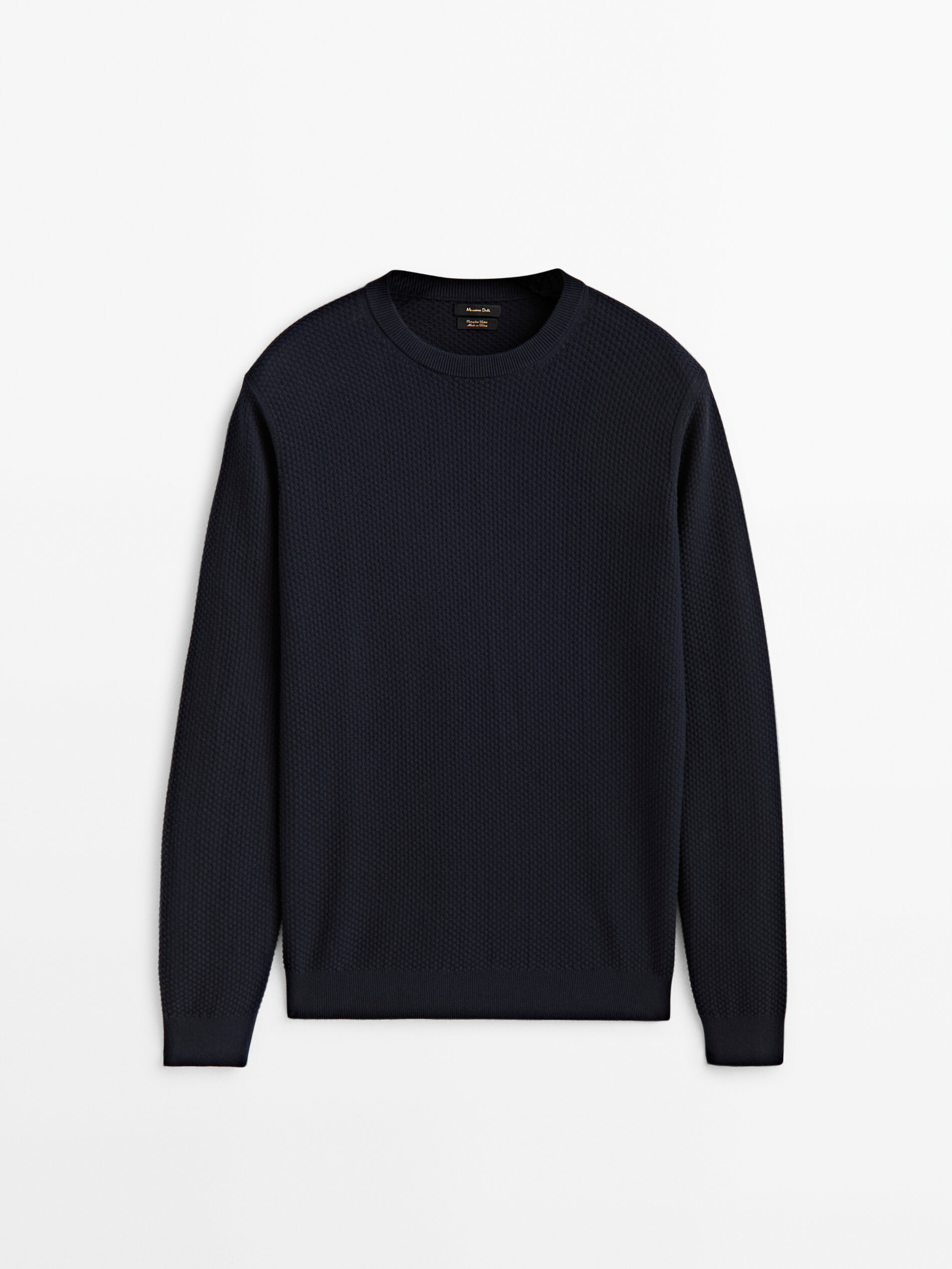 Textured knit crew neck sweater 