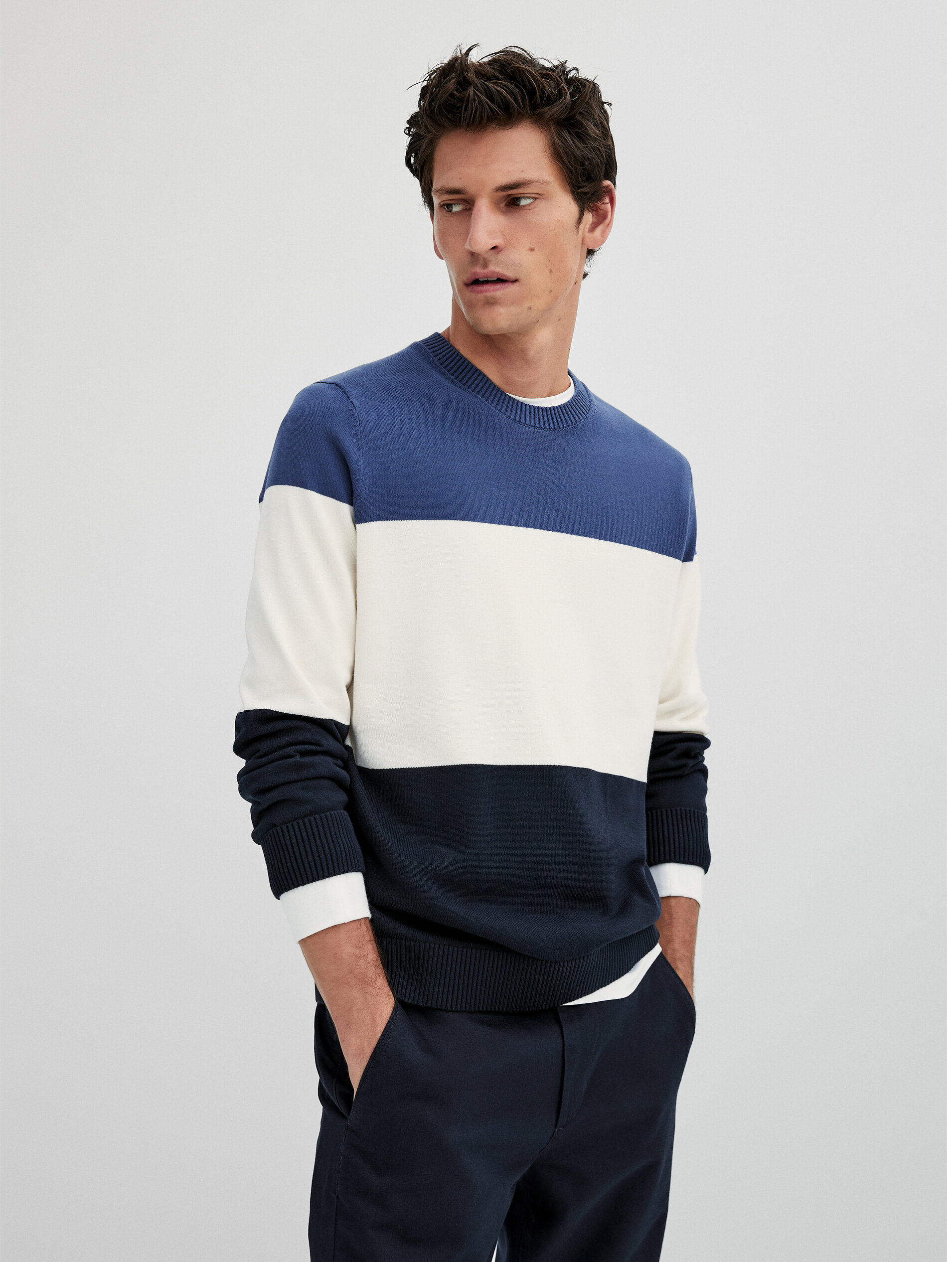 Colour block crew neck sweater 