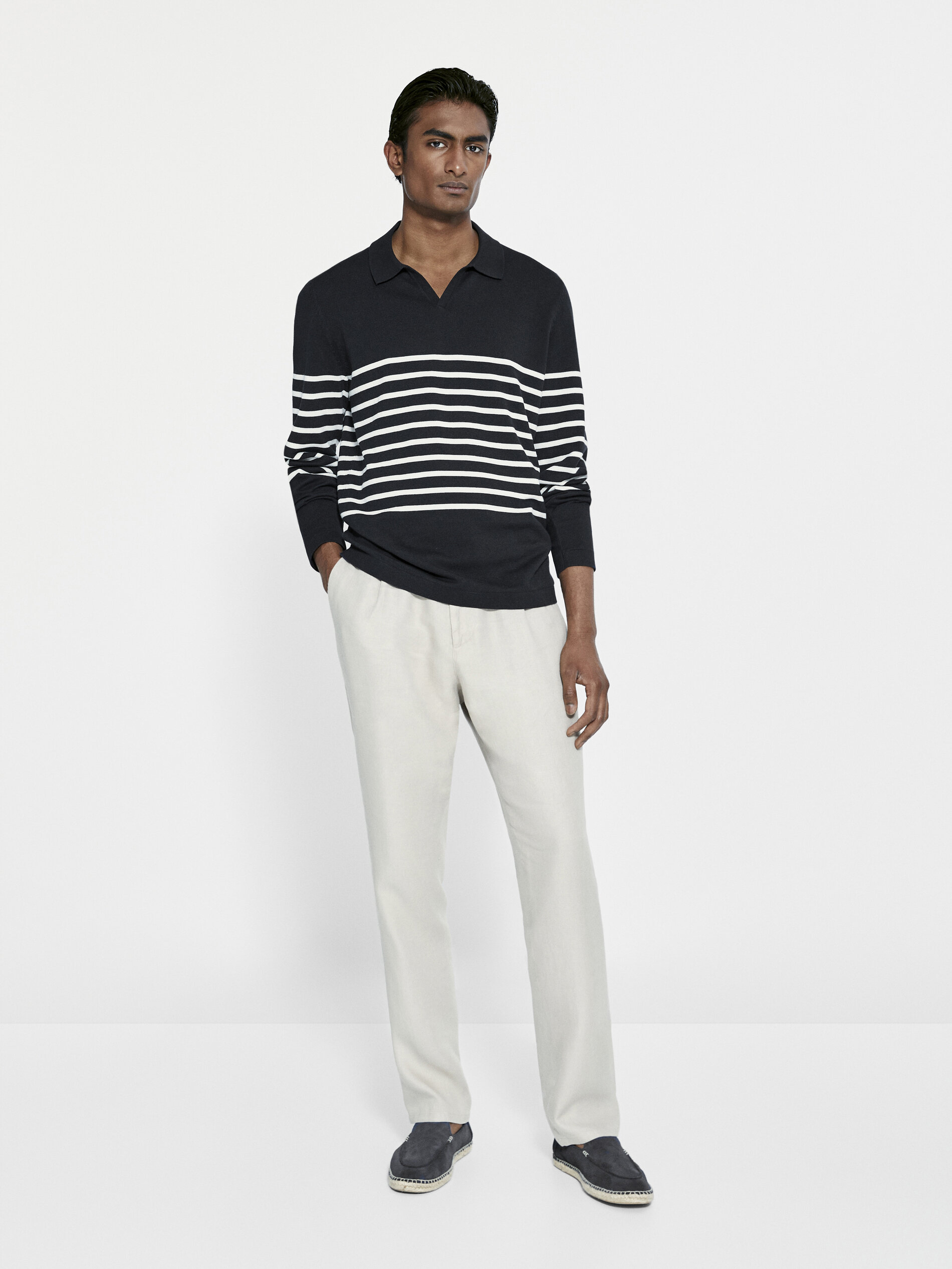 Striped cotton polo sweater - Massimo 