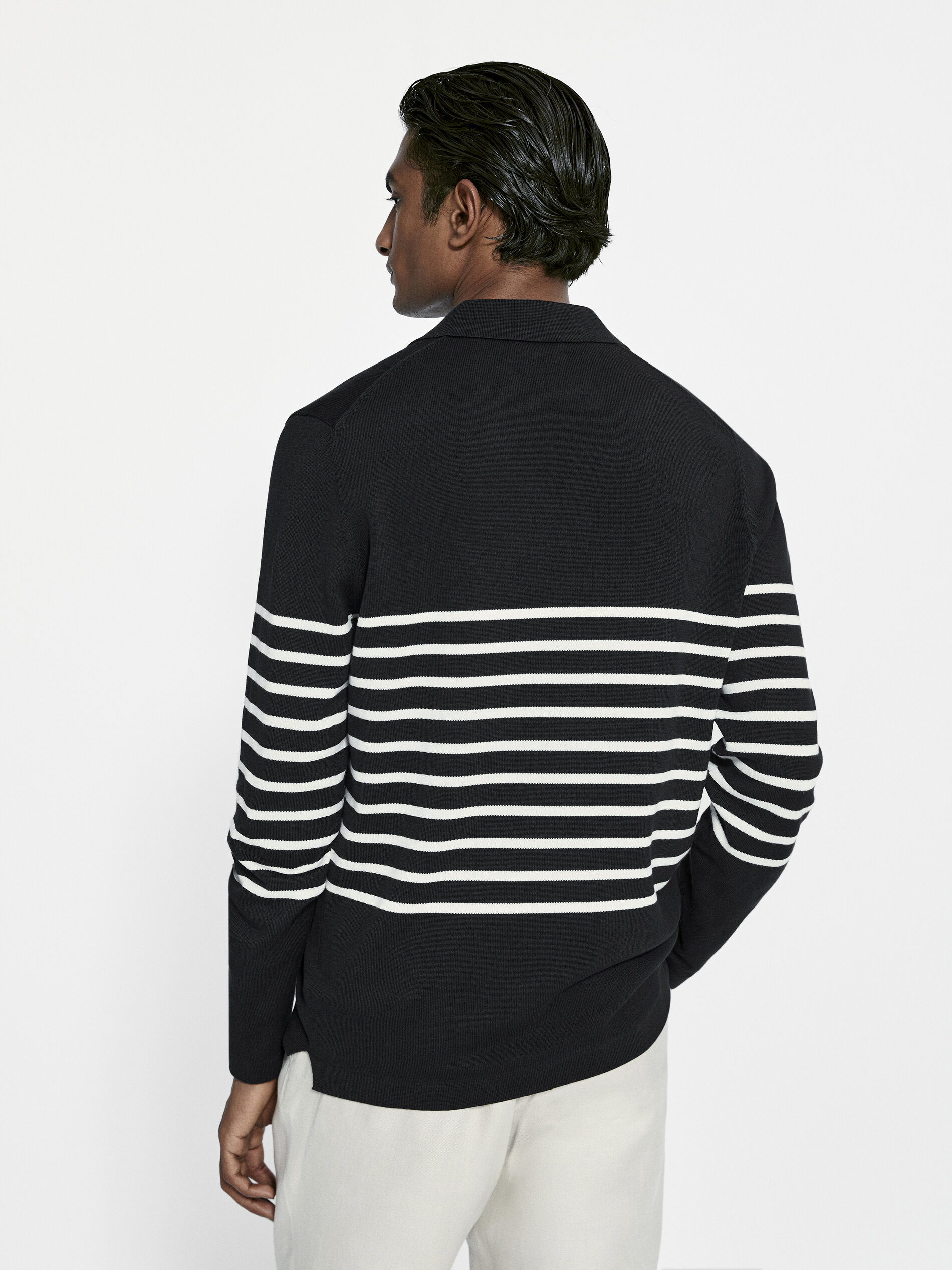 Striped cotton polo sweater - Massimo 