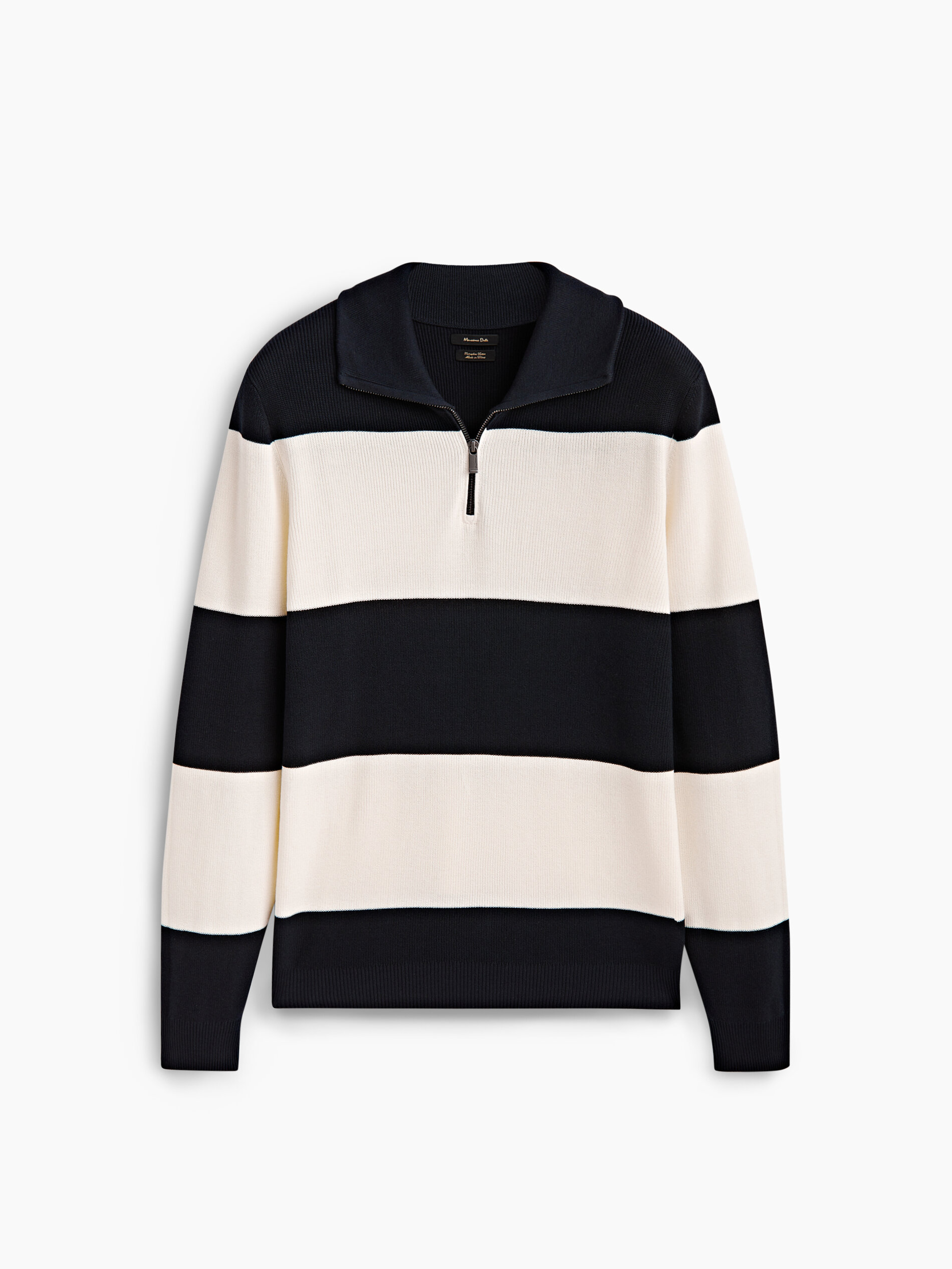 Cotton mock neck sweater with zip 