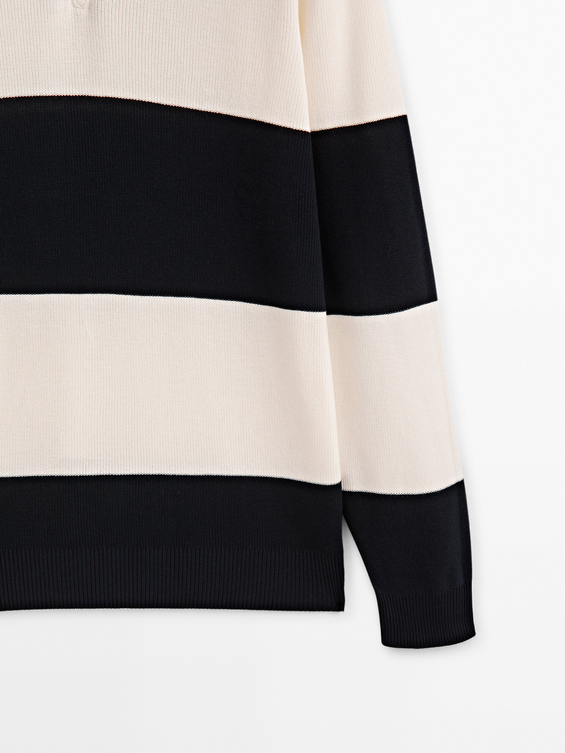 Cotton mock neck sweater with zip 
