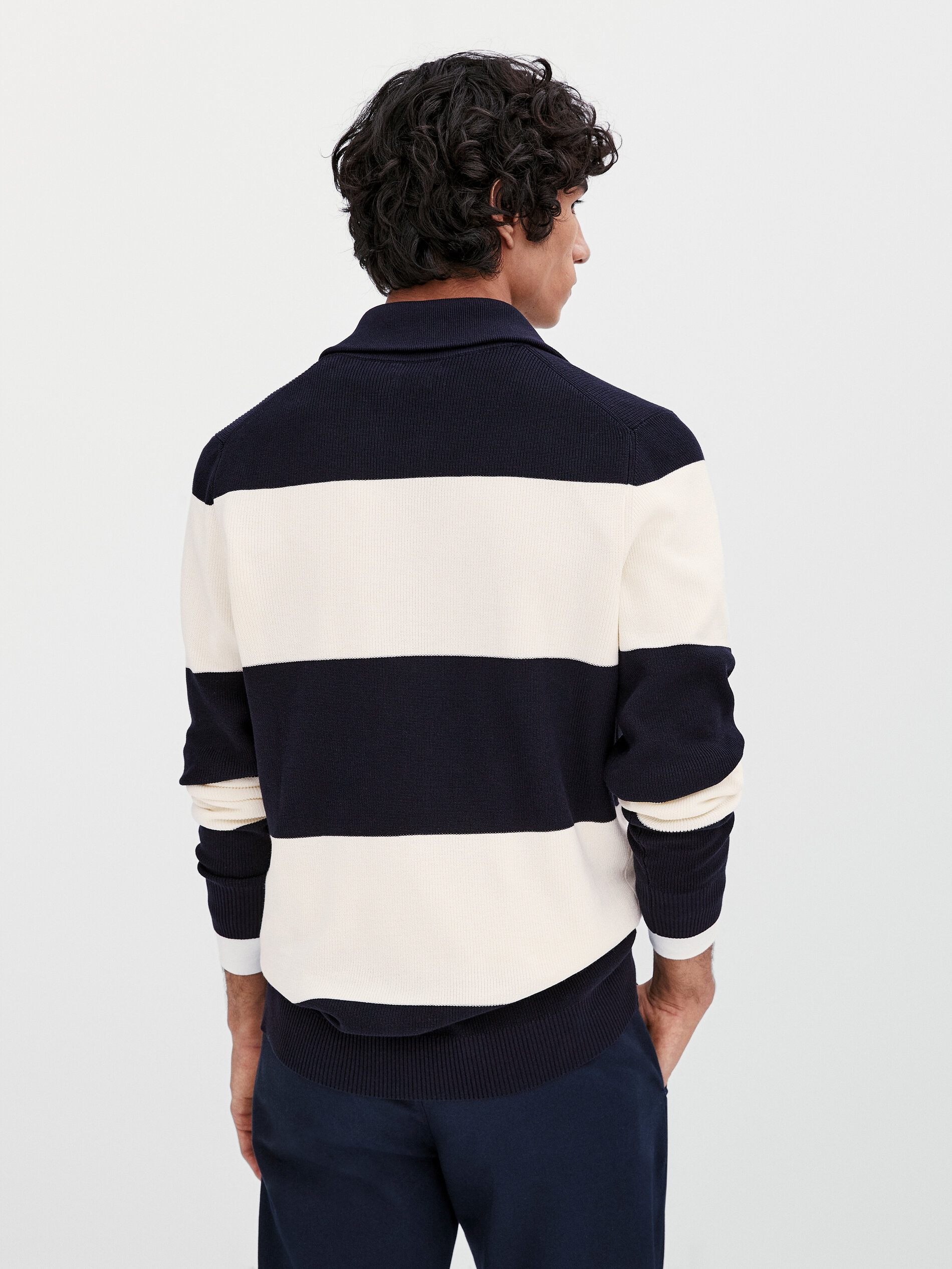 Cotton mock neck sweater with zip 
