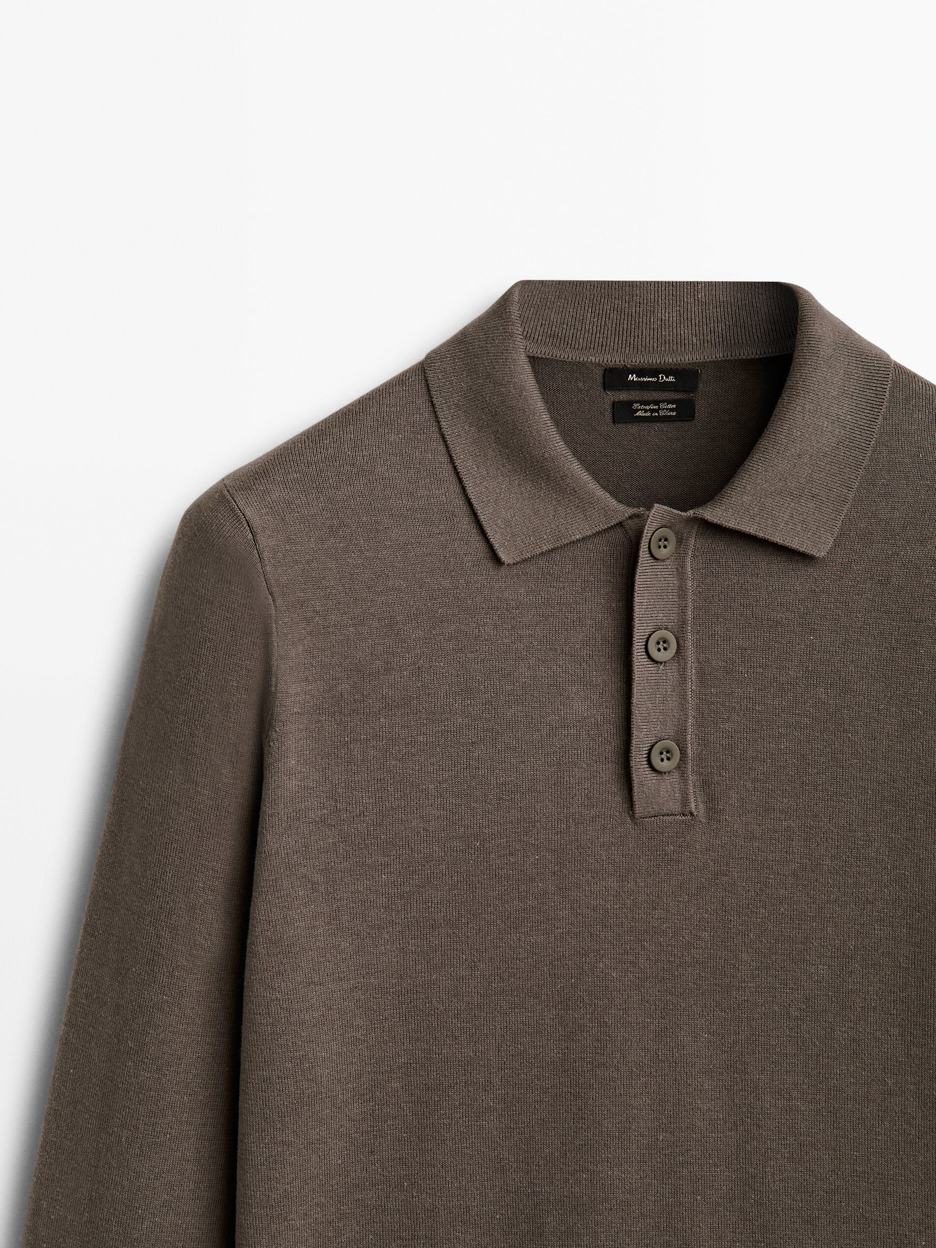 Massimo Dutti - Men - Polo Sweater with Wide Placket - Pale Ochre - M