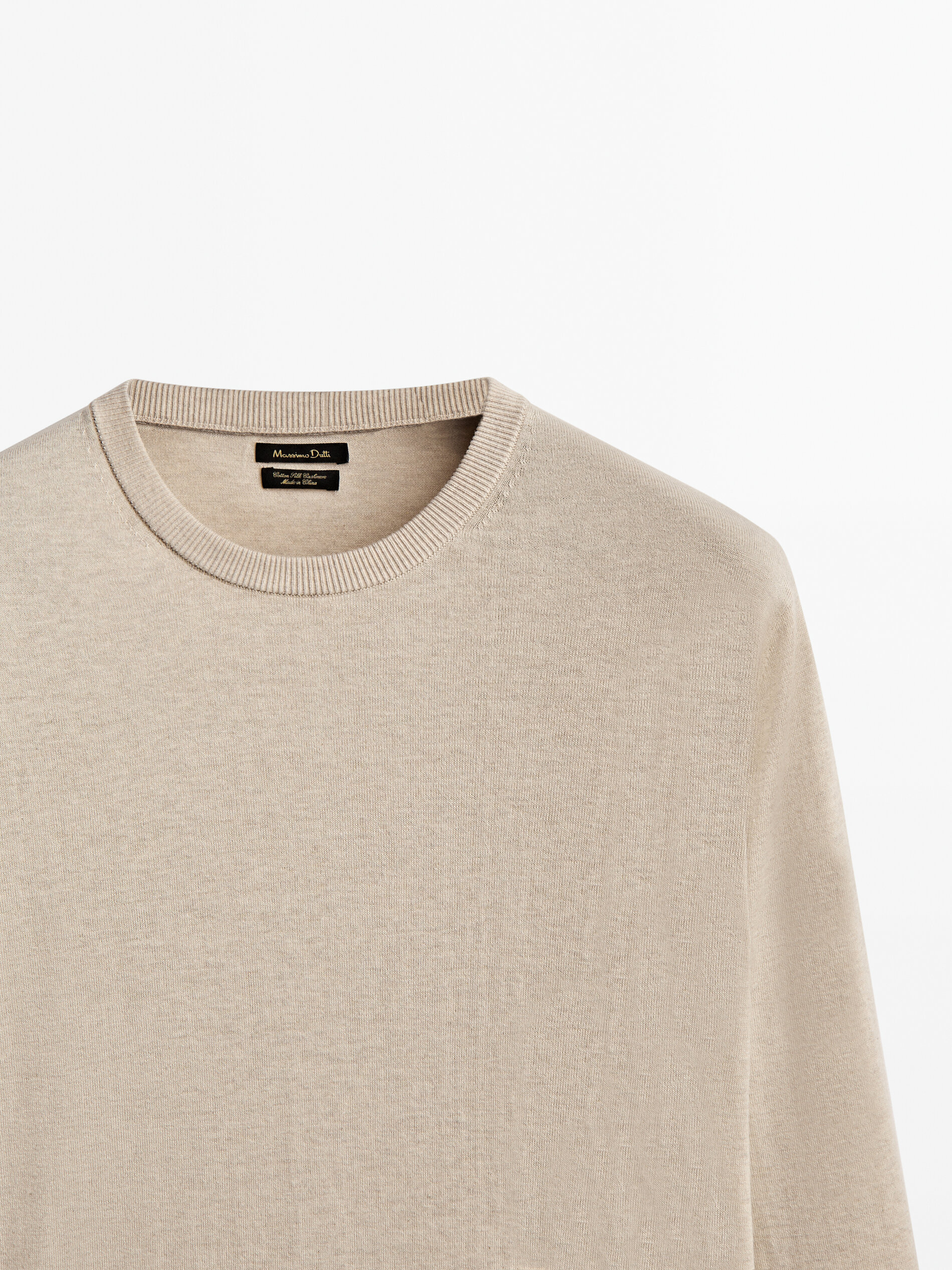 Crew neck cotton, silk and cashmere 