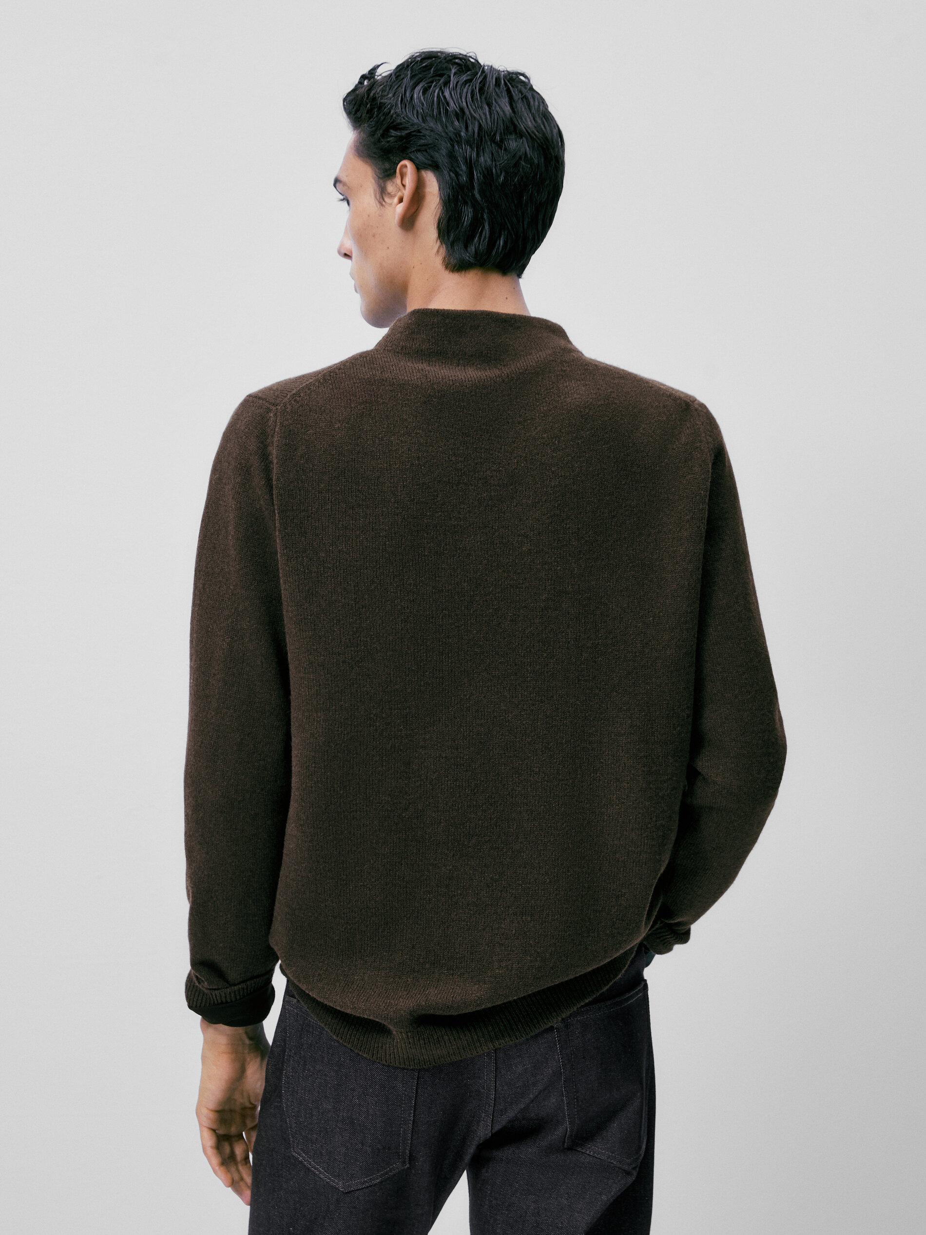 Massimo Dutti - Men - Wool and Cashmere Blend Mock Turtleneck Sweater - Khaki - 36
