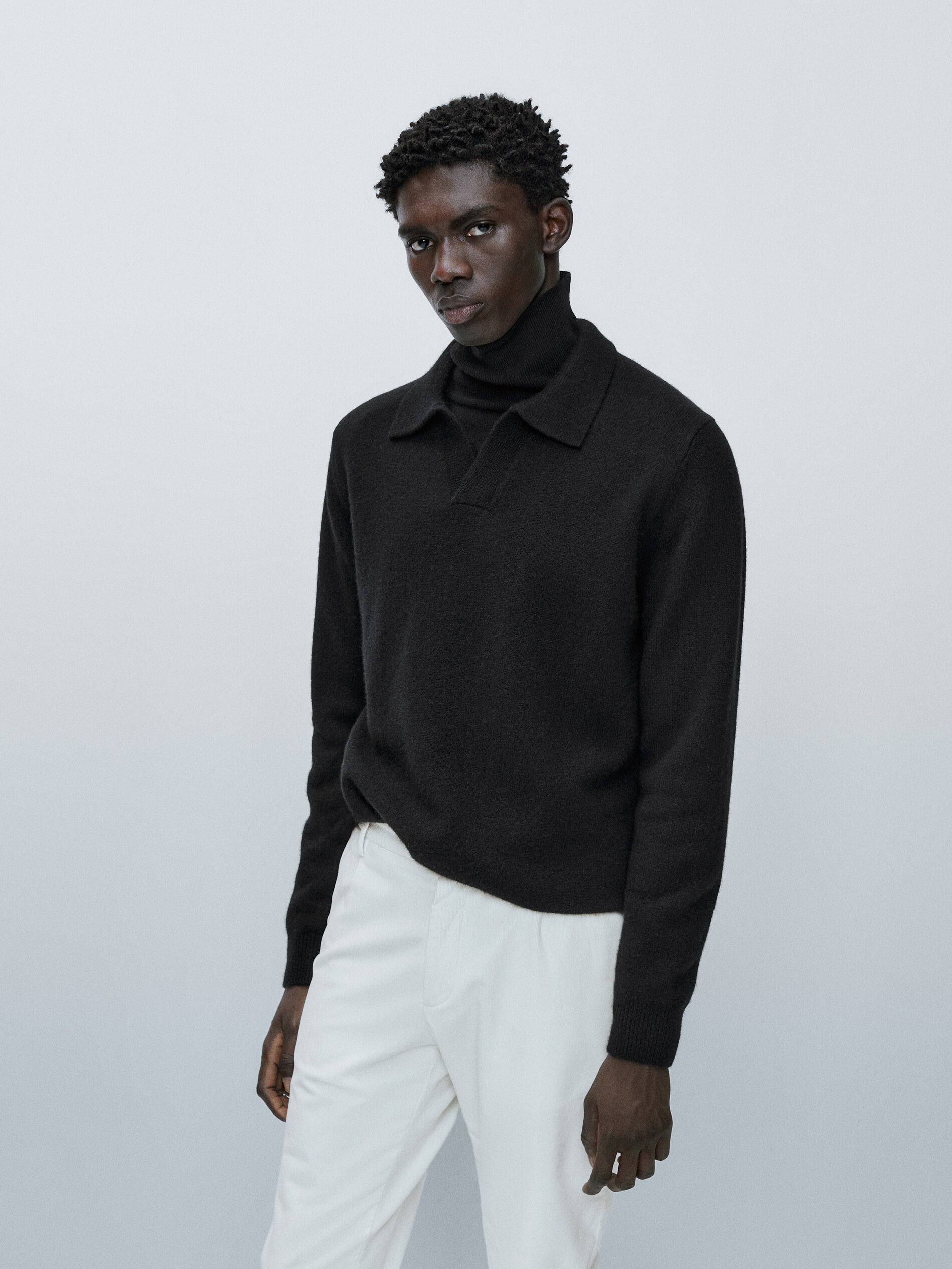 Wool and cashmere polo sweater 
