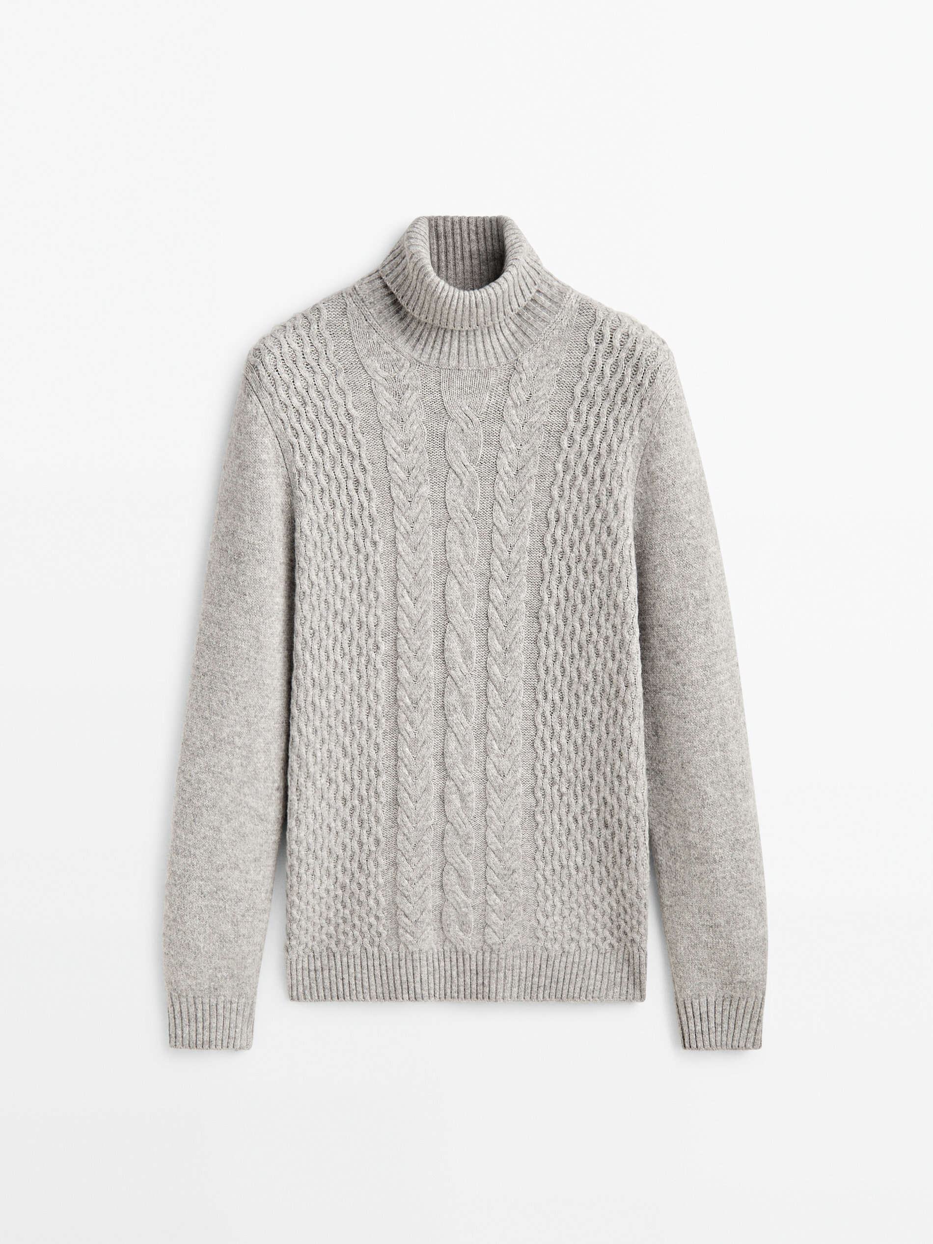 Jersey punto cable cuello alto Massimo Dutti España