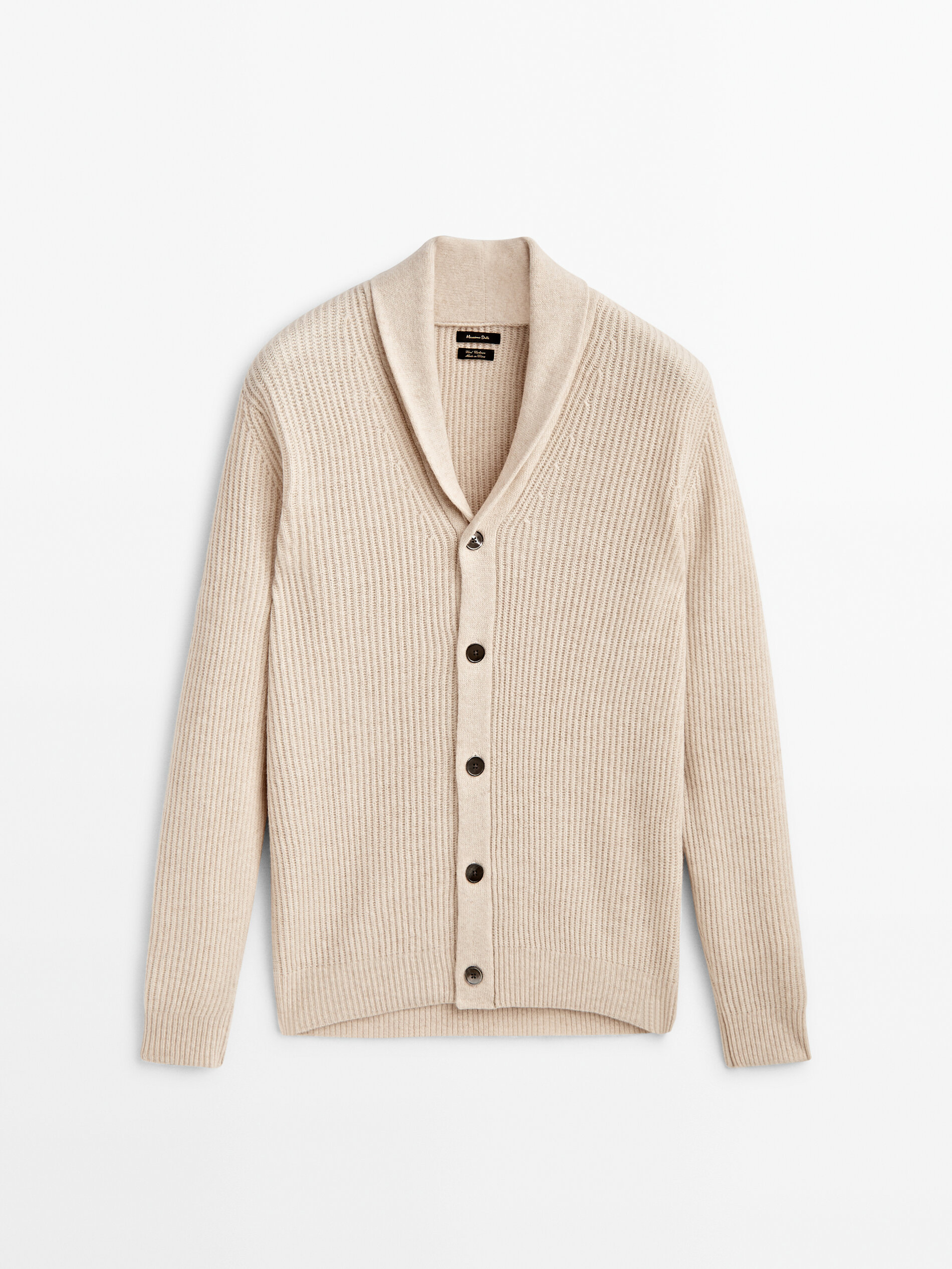 Massimo Dutti - Men - Knit Cardigan with Shawl Collar - Beige - M