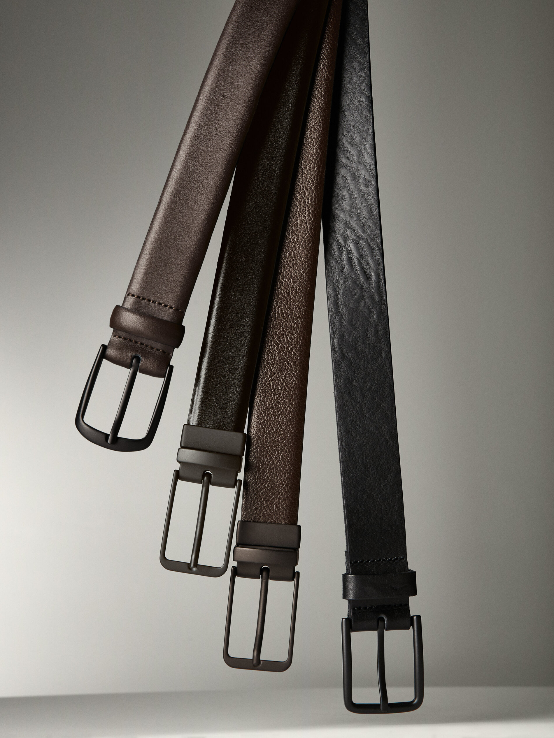 Accesorios Cinturones Cinturones de cuero de imitación Massimo Dutti Cintur\u00f3n de cuero de imitaci\u00f3n rojo estampado a rayas elegante 