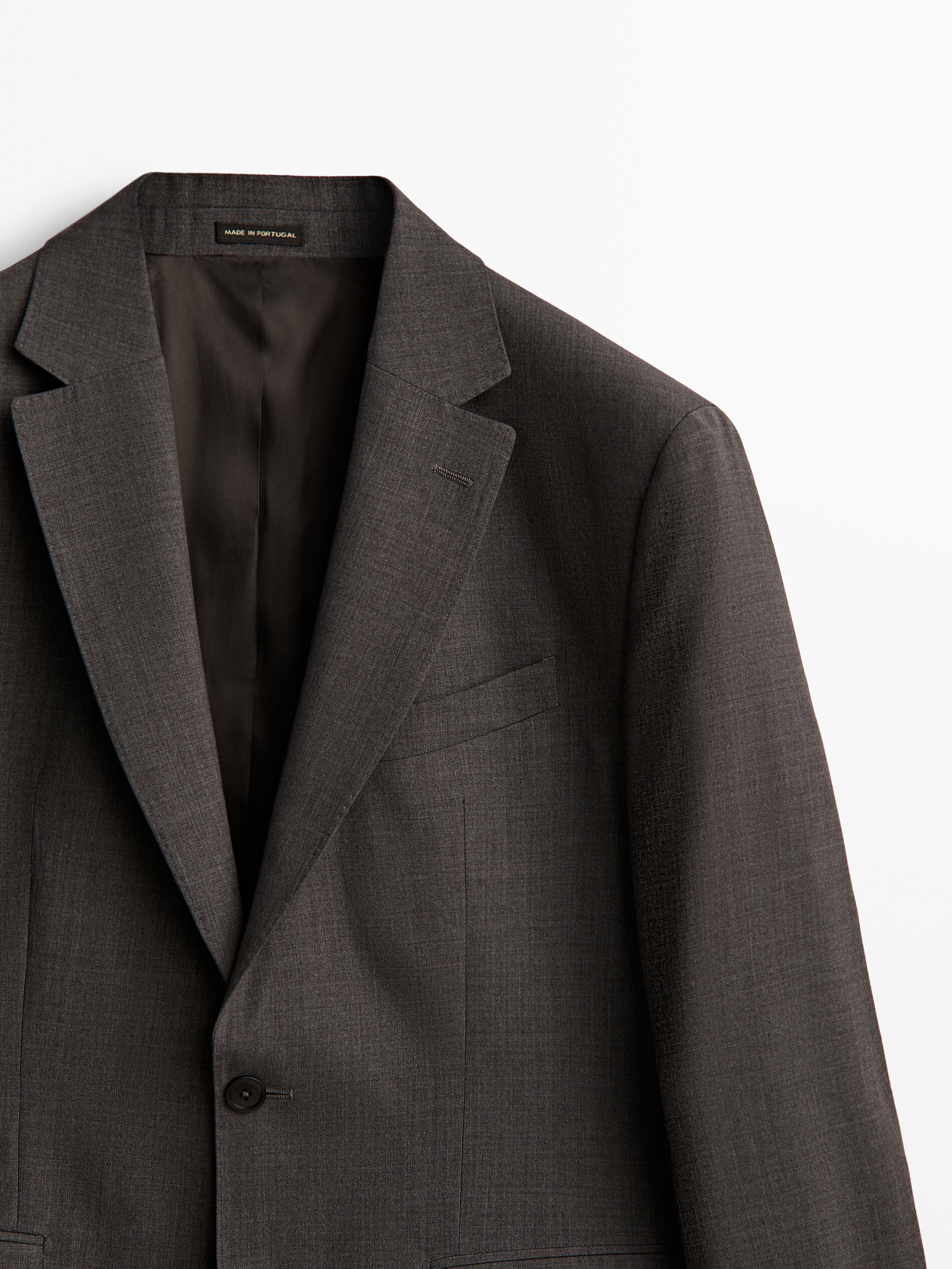 Grey bi-stretch wool suit blazer 
