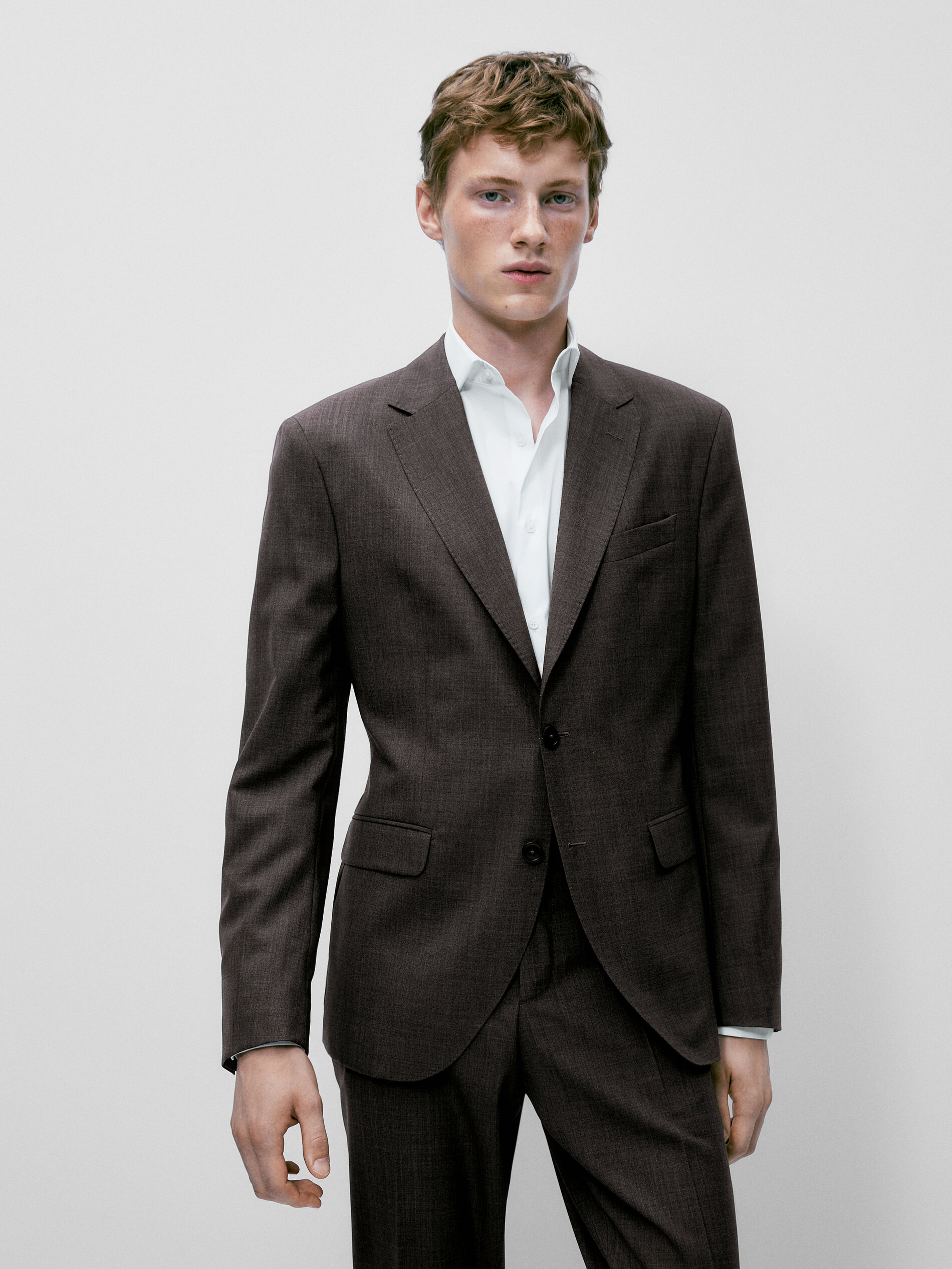 Grey bi-stretch wool suit blazer 
