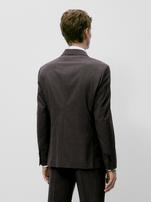 Grey bi-stretch wool suit blazer - Massimo Dutti Canada