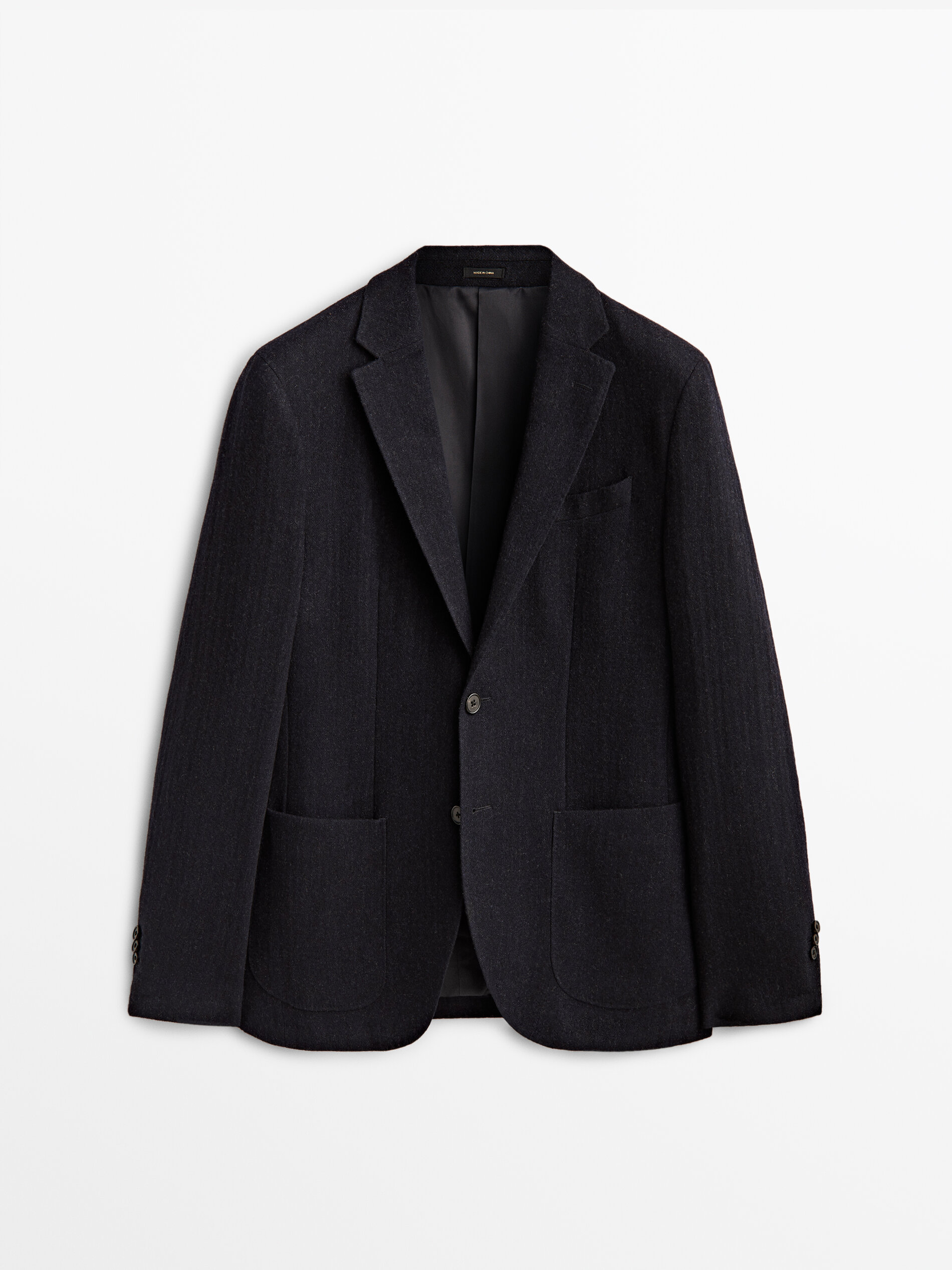 Navy blue wool blazer - Massimo Dutti 