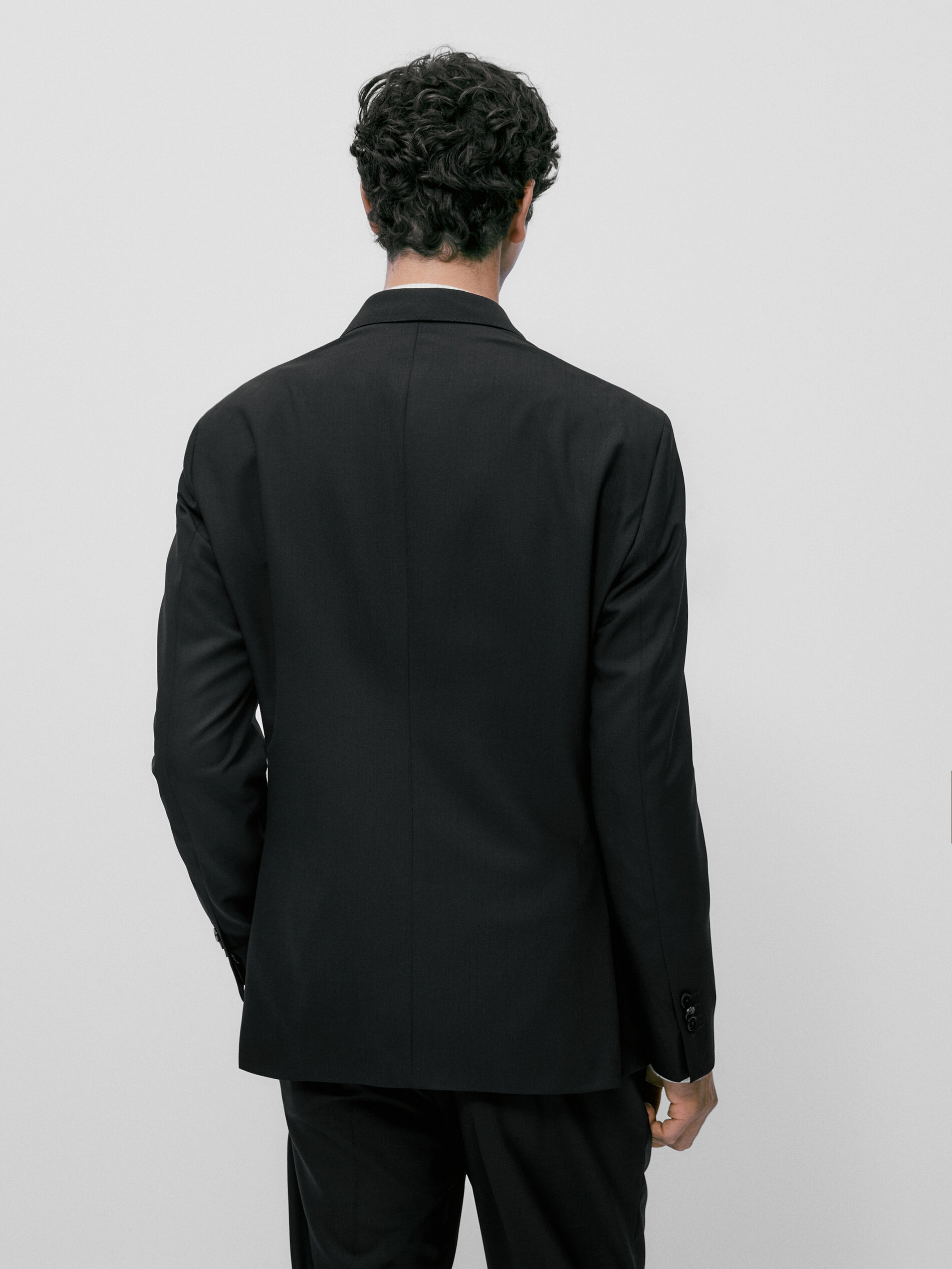 Black bi-stretch wool suit blazer 